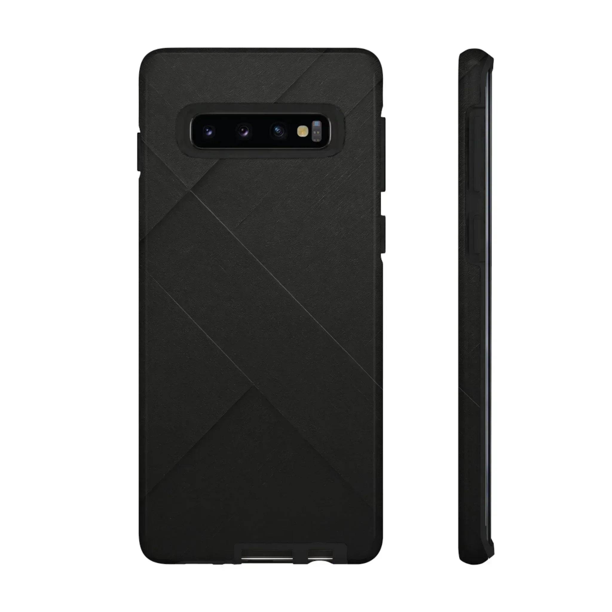 Matte Black Diagonal Line Phone Case for iPhone 8-16 and Galaxy S10-S25 - KARARMDESIGN