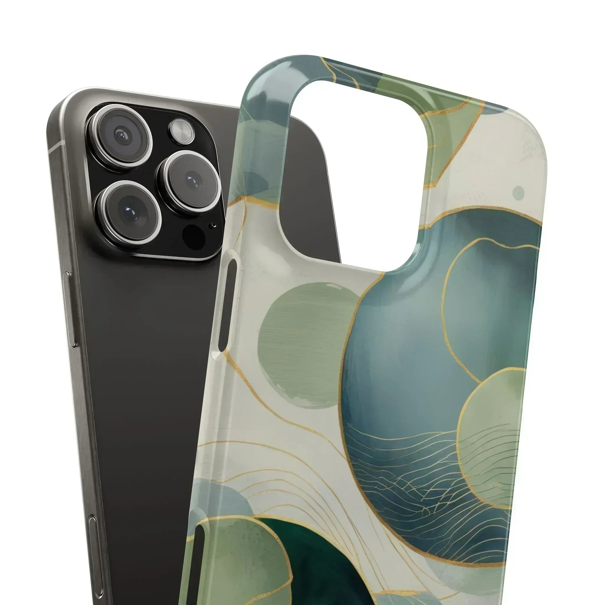 Abstract Teal Slim Phone Case for iPhone 12-16 - KARARMDESIGN