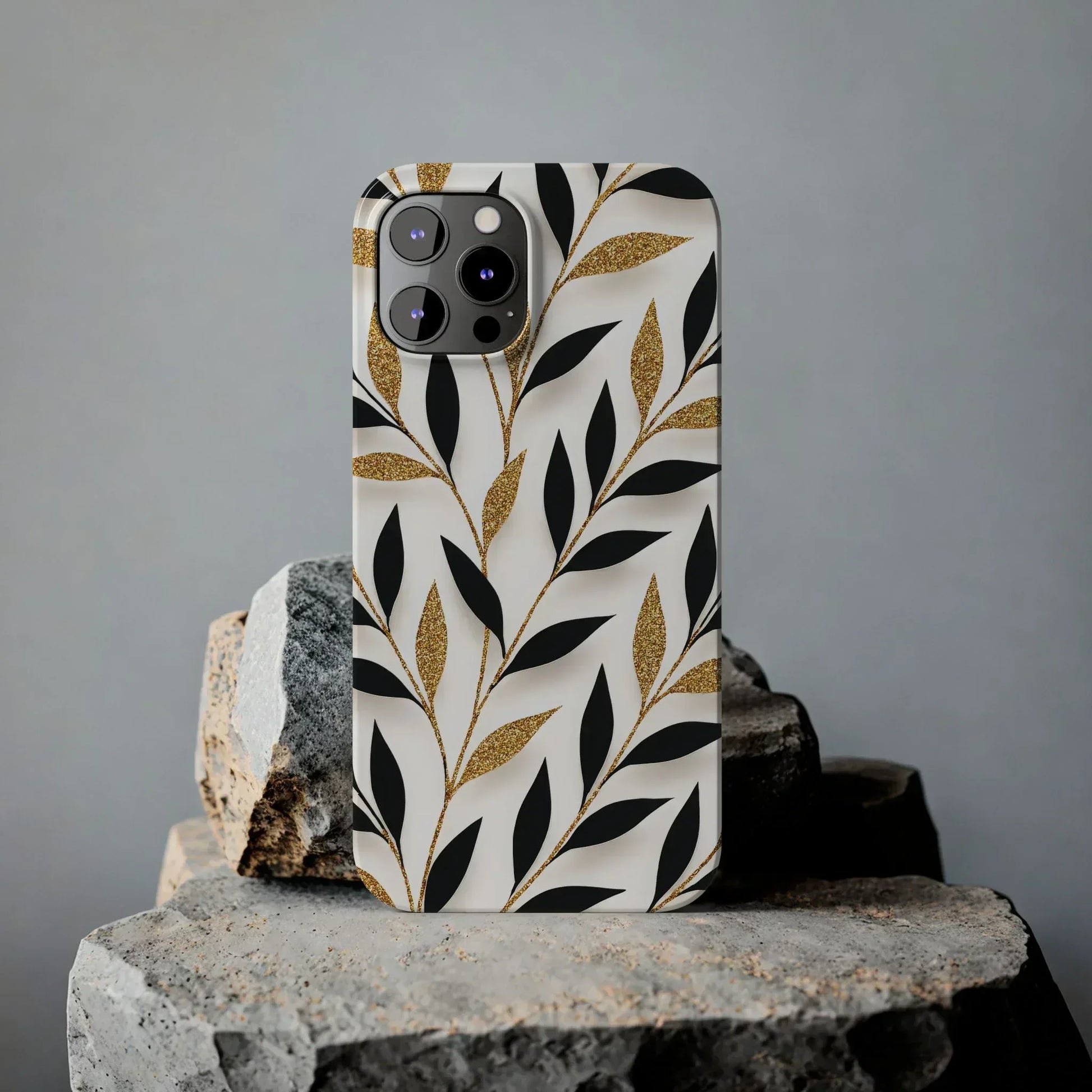 Botanical Gold Leaf Phone Case for iPhone 11-17 - KARARMDESIGN