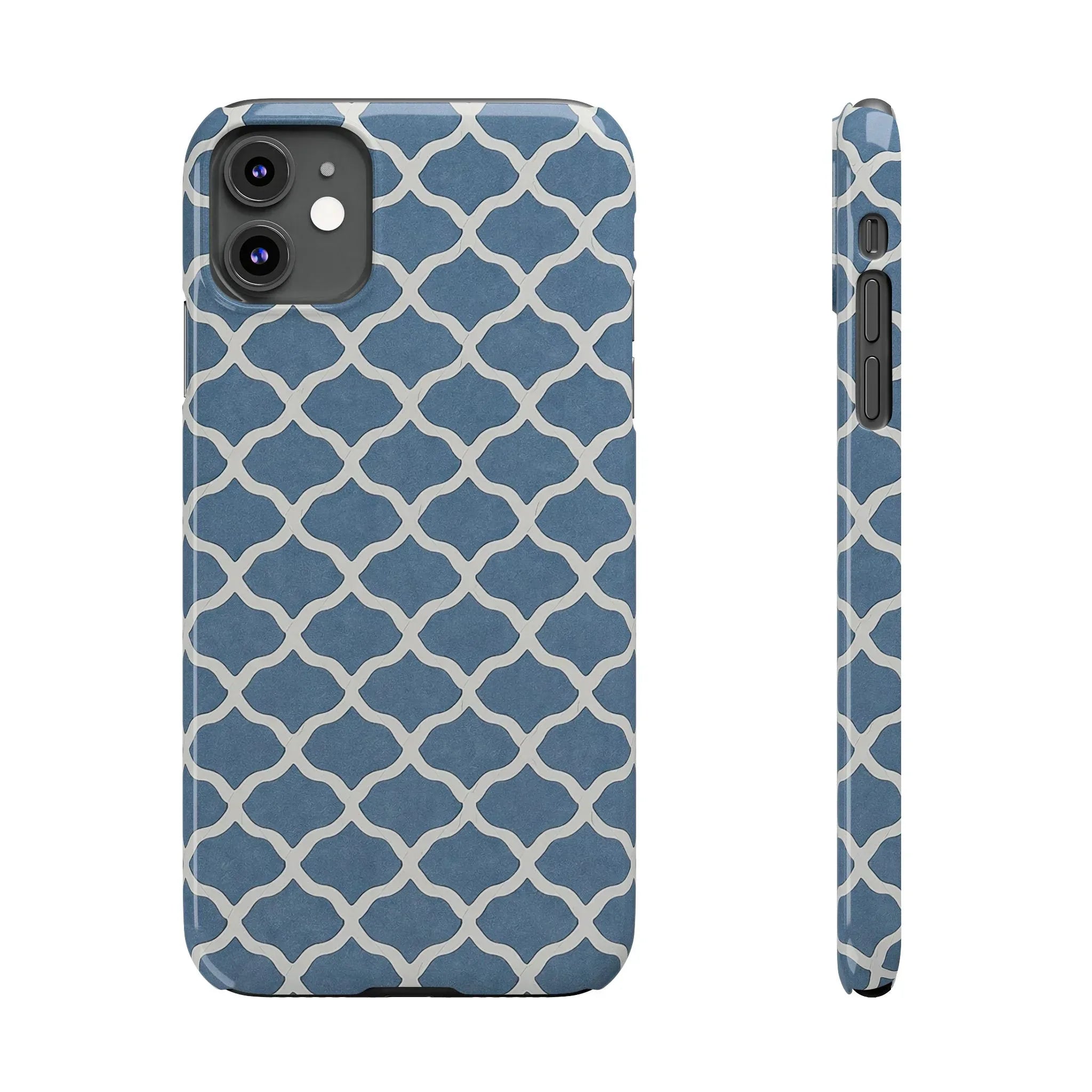 Azure Lattice Pattern Phone Case Slim Phone Cases for iPhone 11-17 - KARARMDESIGN