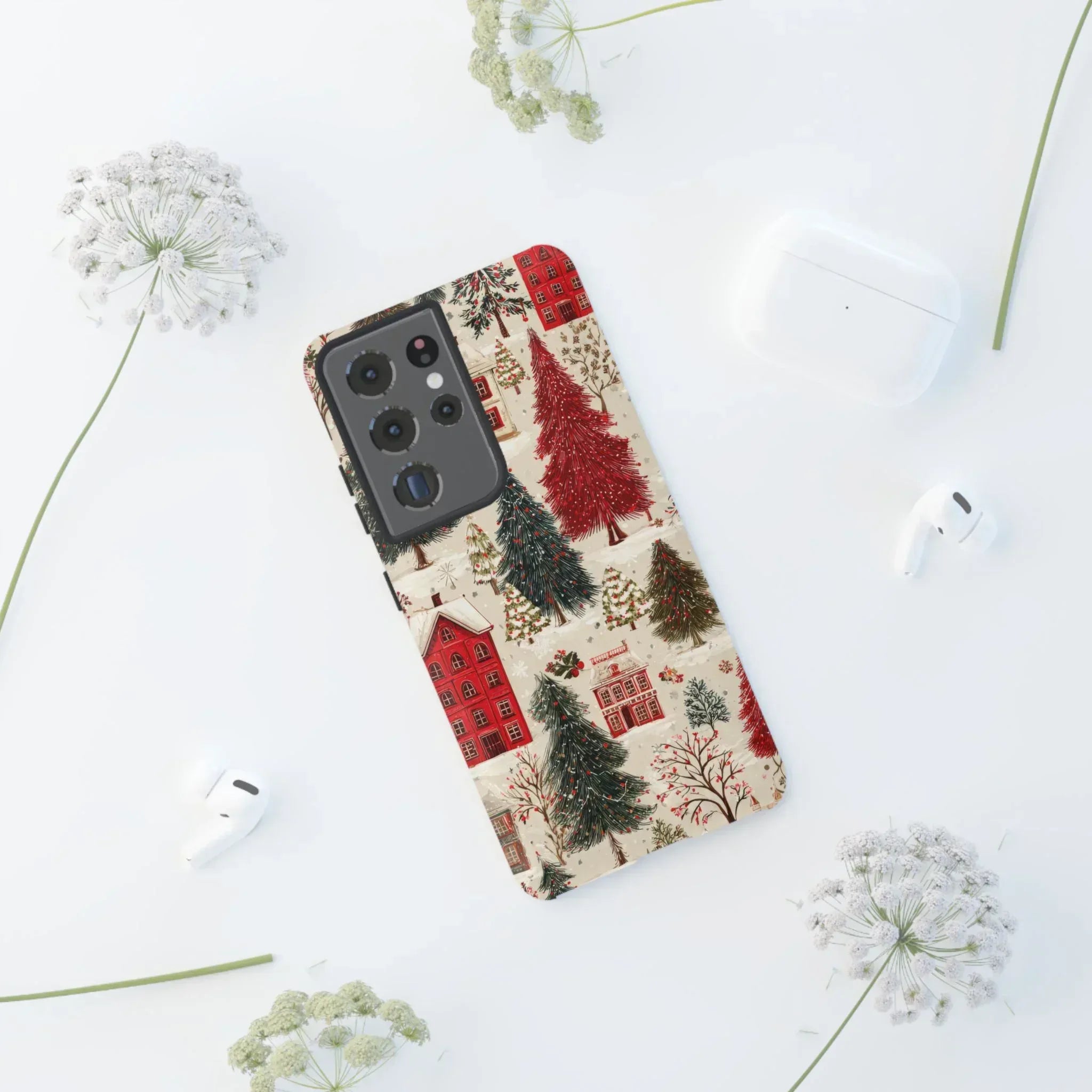 Cozy Winter Village Phone Case for iPhone 11-17 and Galaxy S10-S25 - KARARMDESIGN