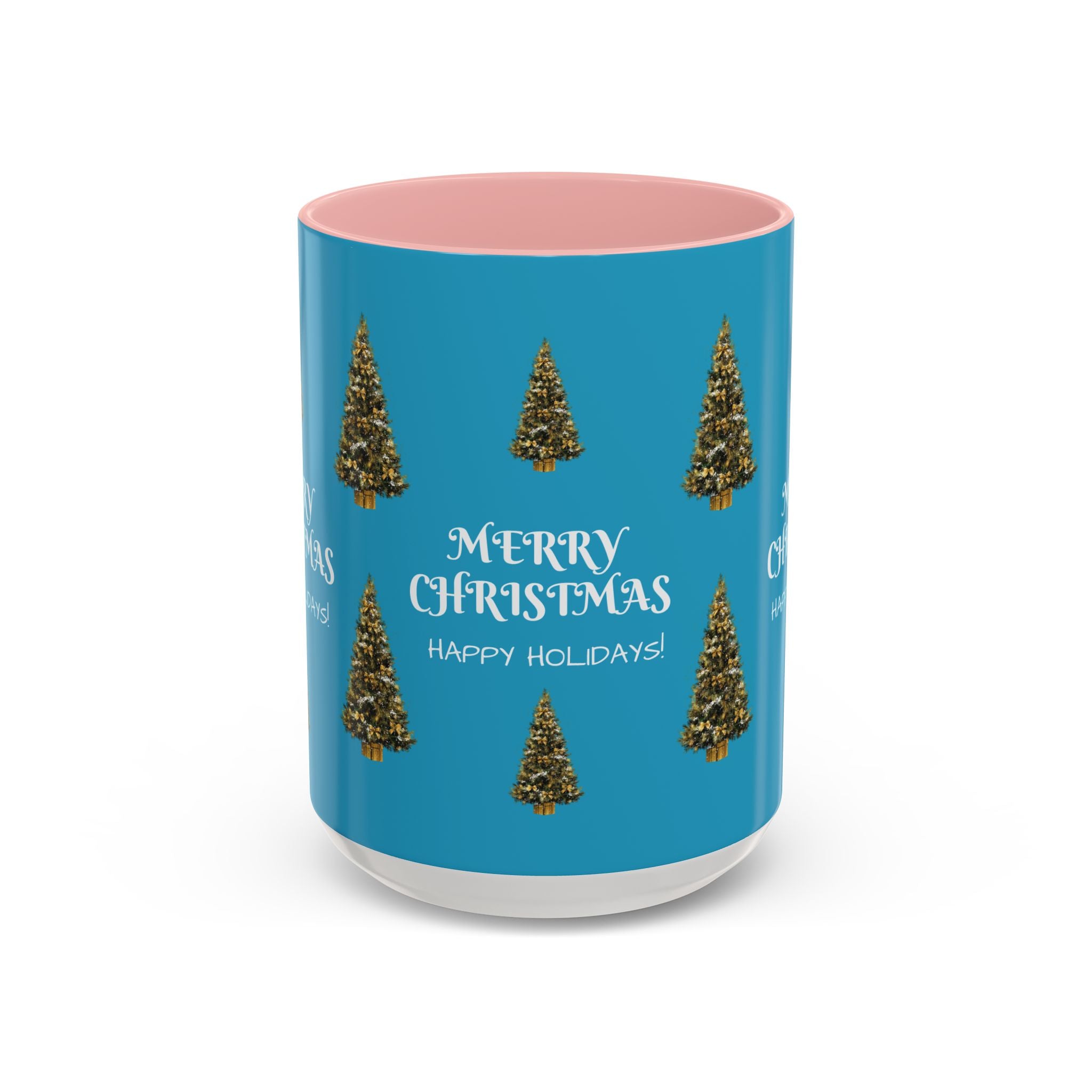 Merry Christmas and Happy Holidays Mug - Accent Coffee Mug (11, 15oz)