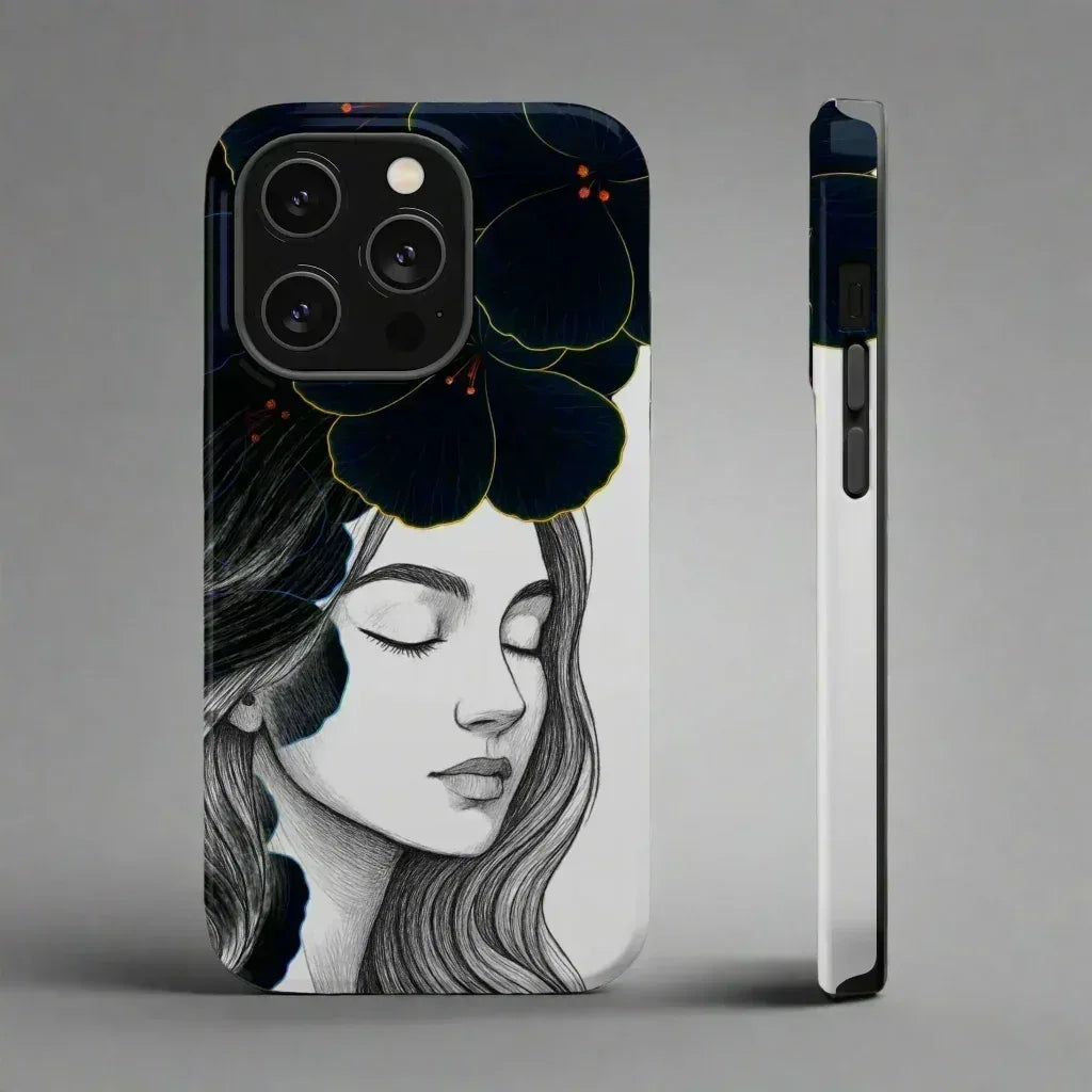 Dark Floral Elegance Phone Case for iPhone 13-16 - KARARMDESIGN