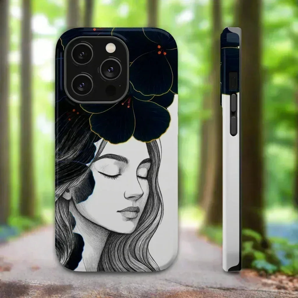 Dark Floral Elegance Phone Case for iPhone 13-16 - KARARMDESIGN