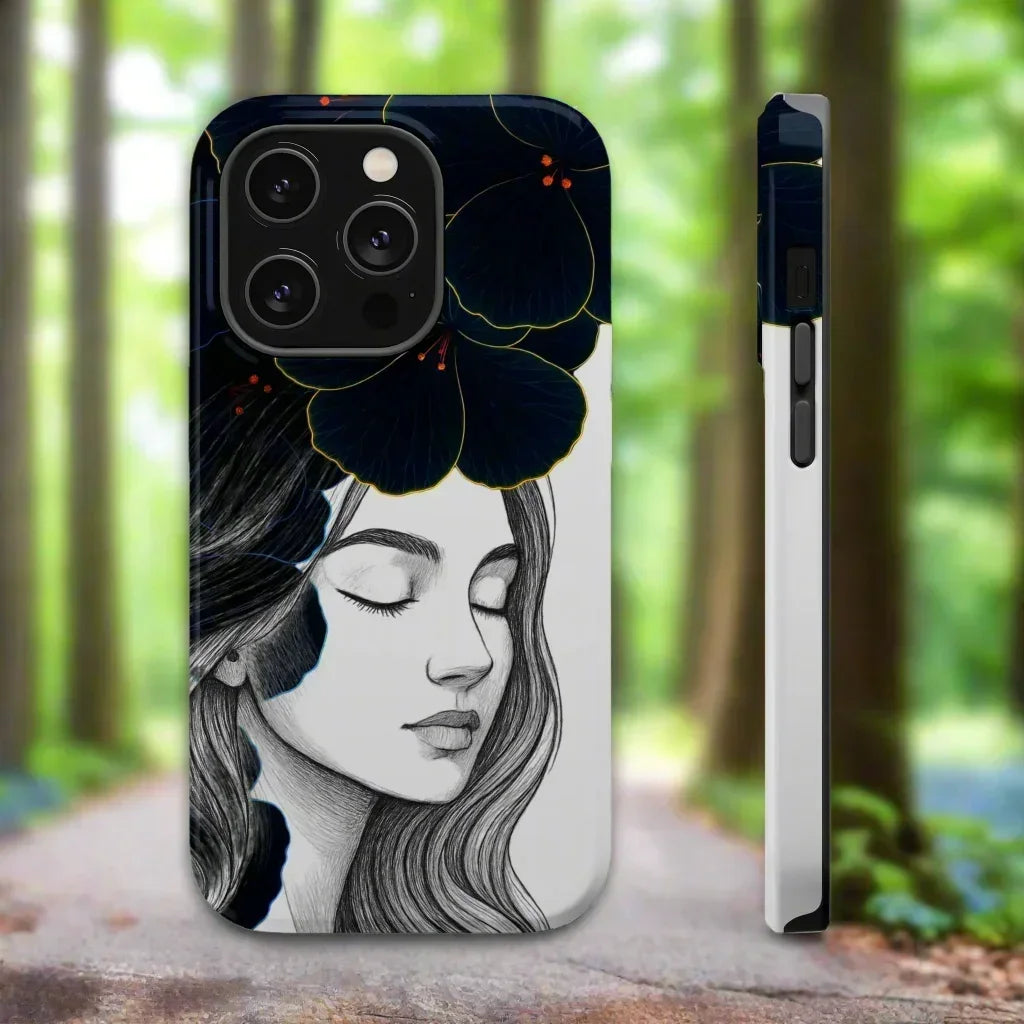 Dark Floral Elegance Phone Case for iPhone 13-16 Models - KarArmDesign