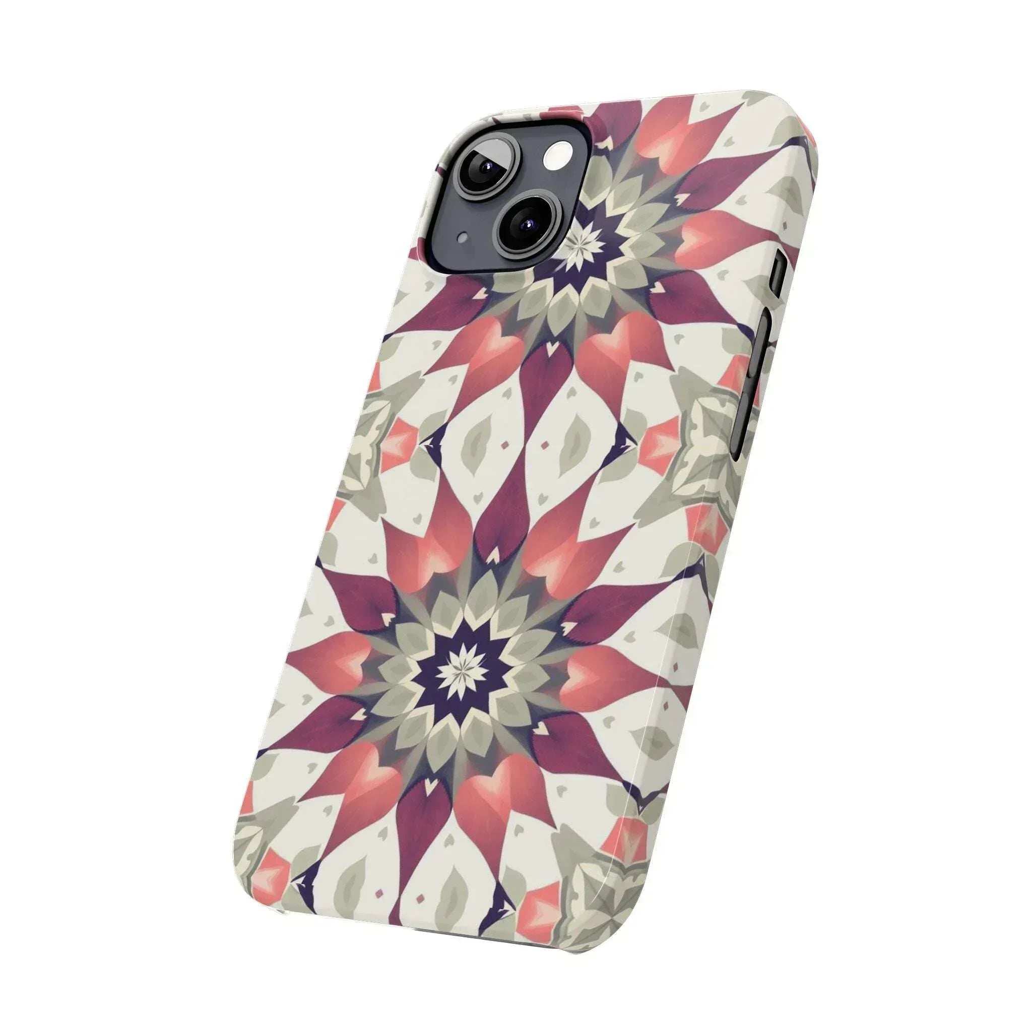 Burgundy Mandala Phone Case for iPhone 11-17 - KARARMDESIGN