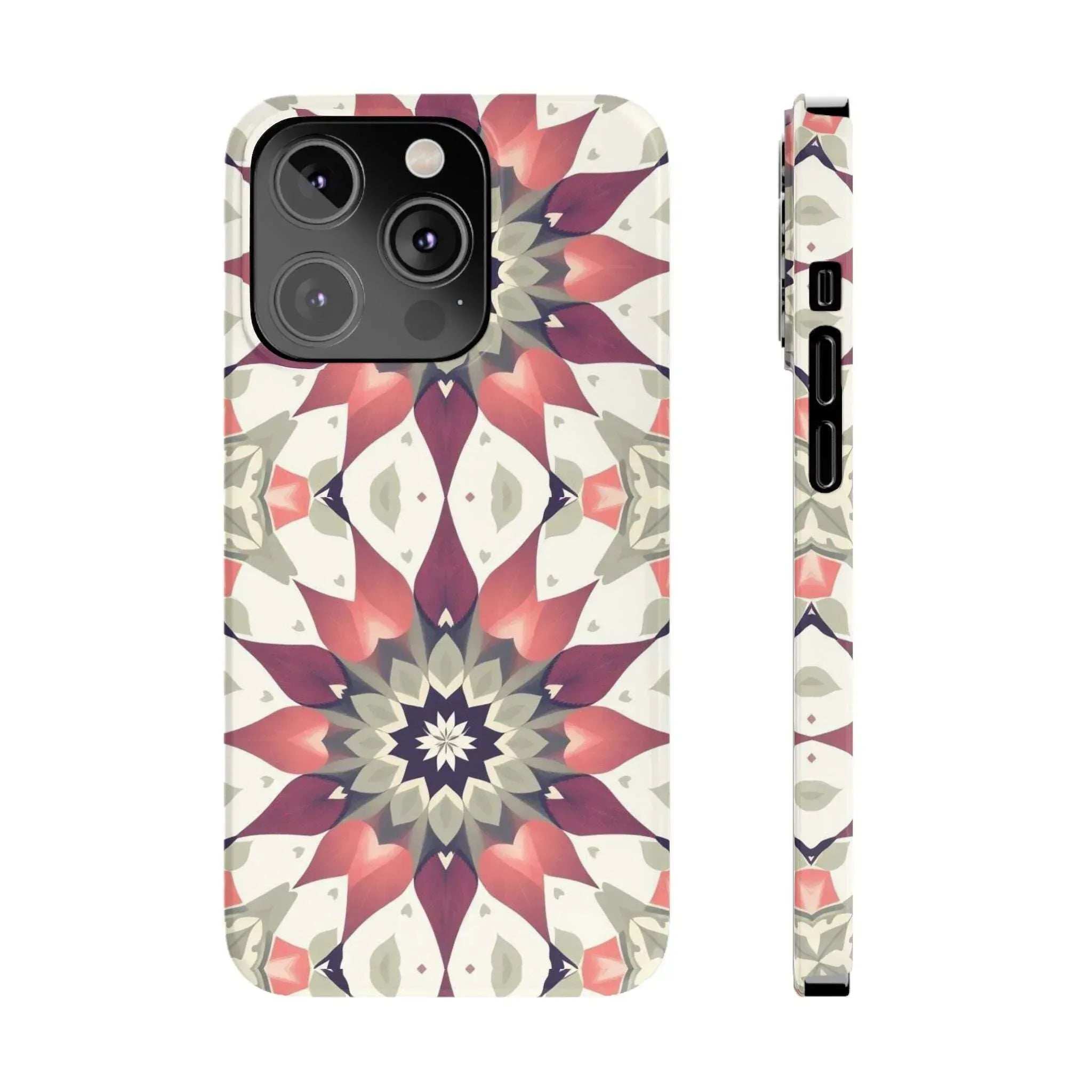 Burgundy Mandala Phone Case for iPhone 11-17 - KARARMDESIGN