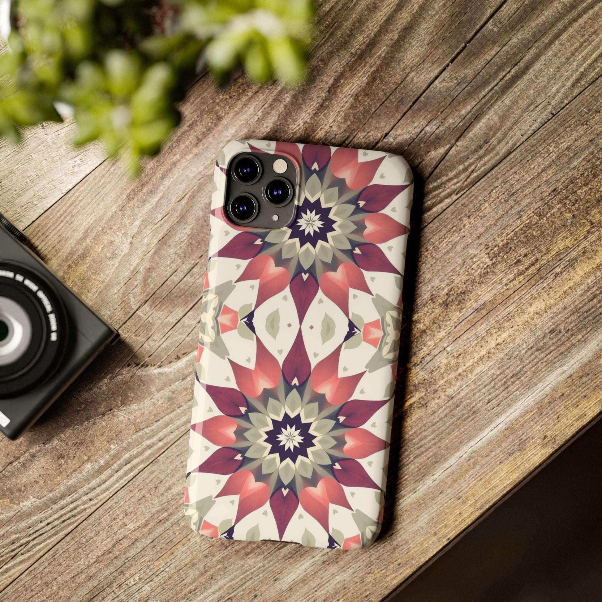 Burgundy Mandala Phone Case for iPhone 11-17 - KARARMDESIGN