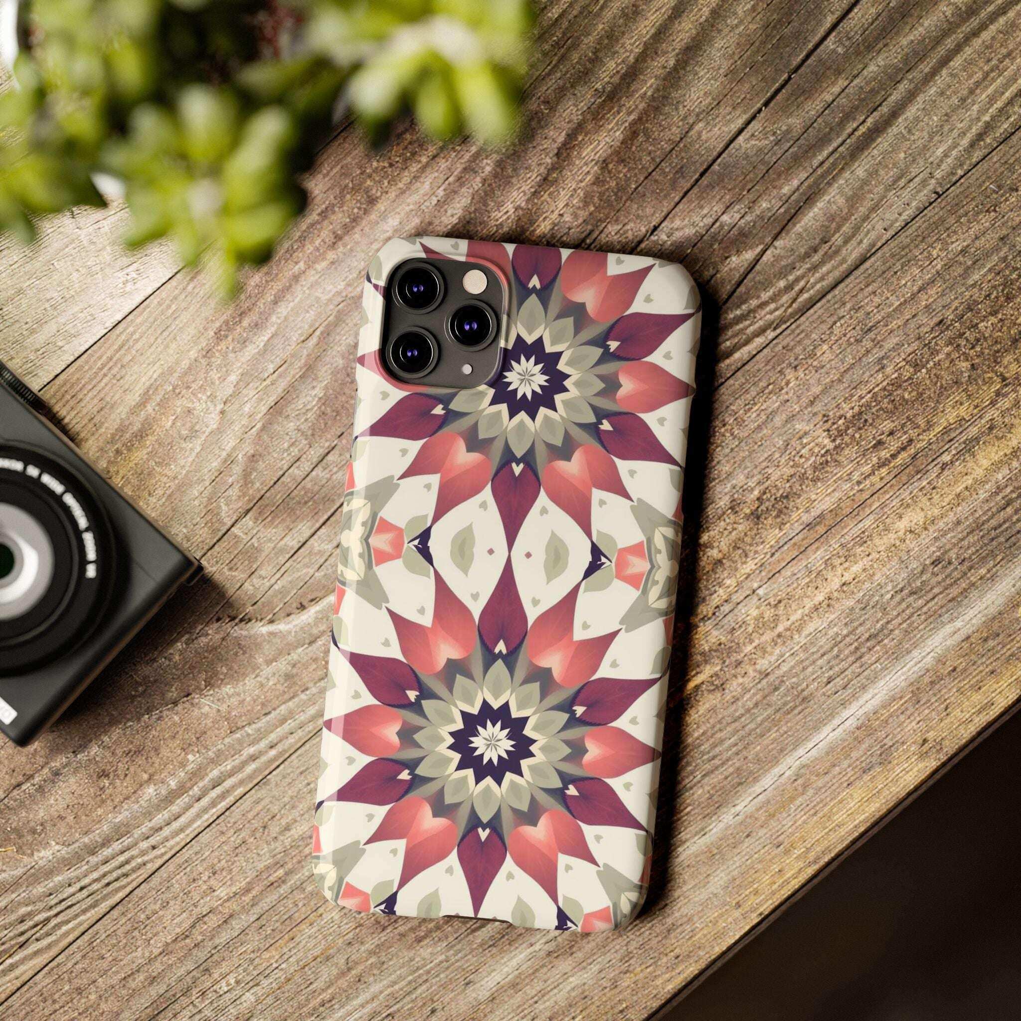 Burgundy Mandala Phone Case for iPhone 11-17 - KARARMDESIGN
