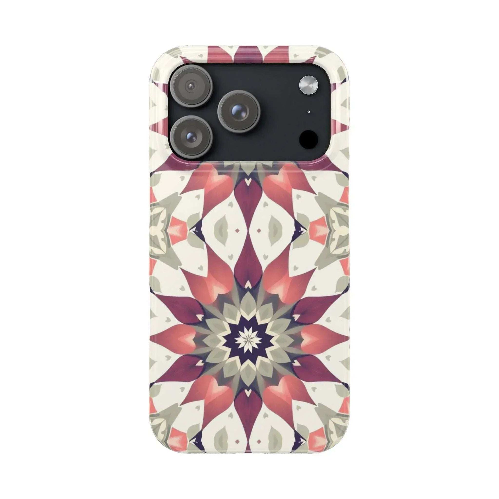Burgundy Mandala Phone Case for iPhone 11-17 - KARARMDESIGN