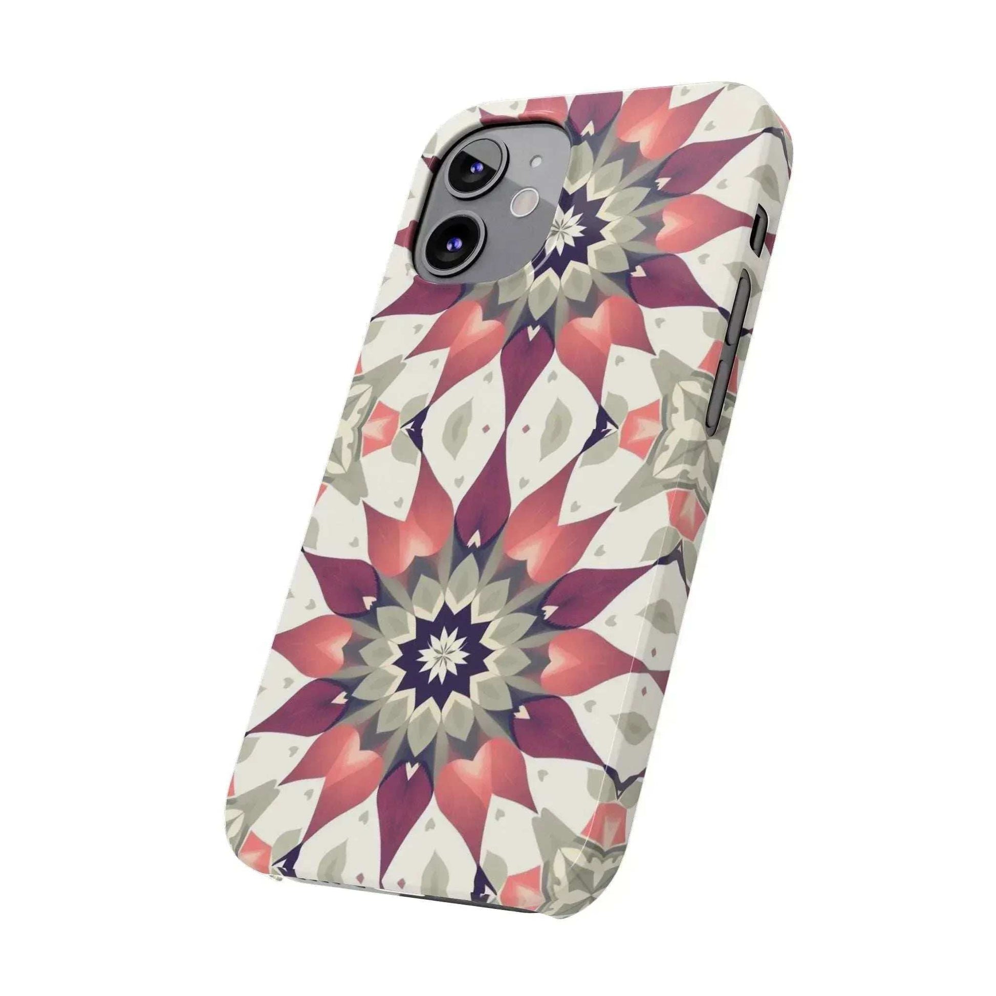Burgundy Mandala Phone Case for iPhone 11-17 - KARARMDESIGN