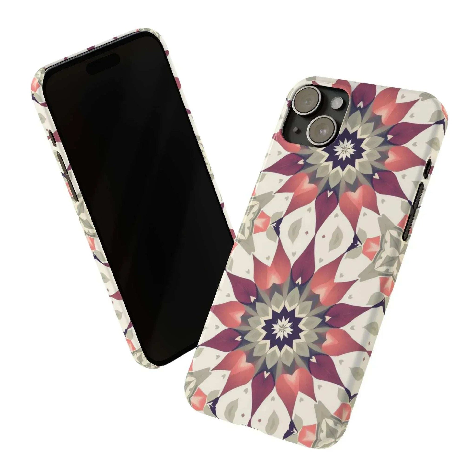 Burgundy Mandala Phone Case for iPhone 11-17 - KARARMDESIGN
