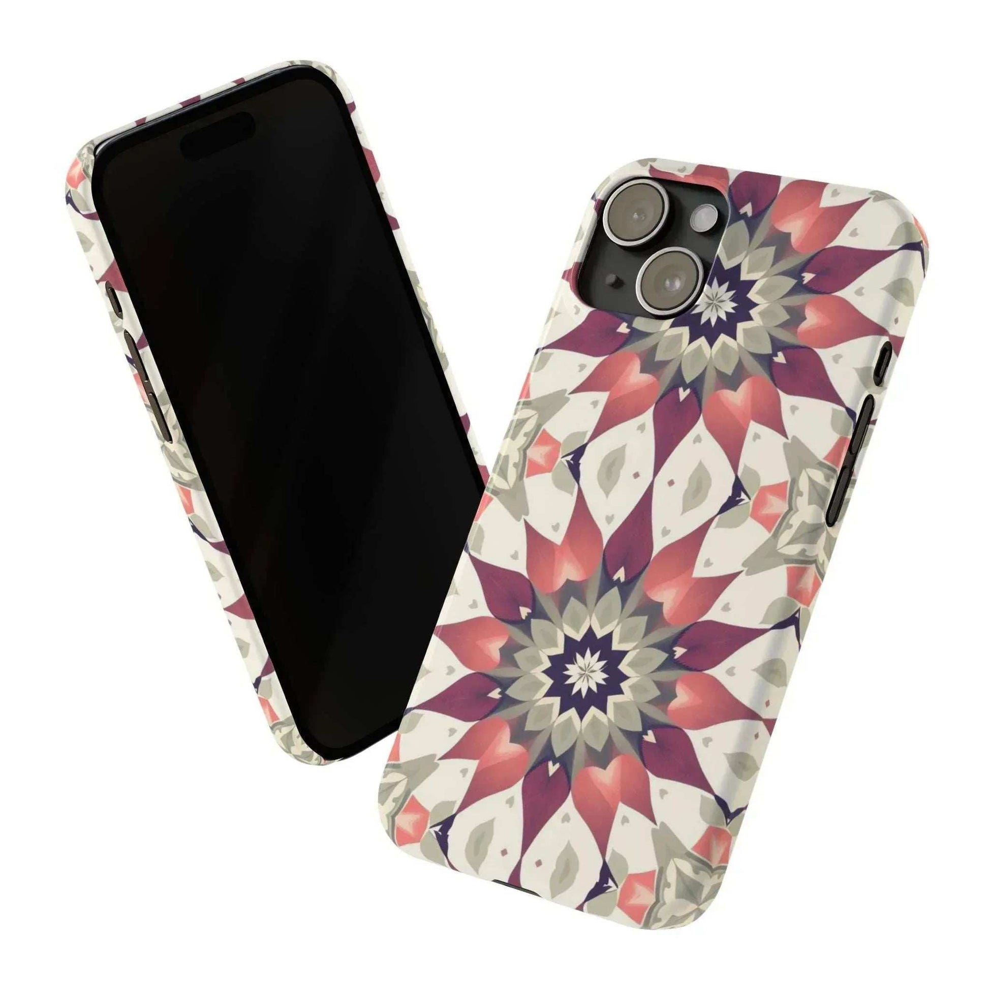 Burgundy Mandala Phone Case for iPhone 11-17 - KARARMDESIGN