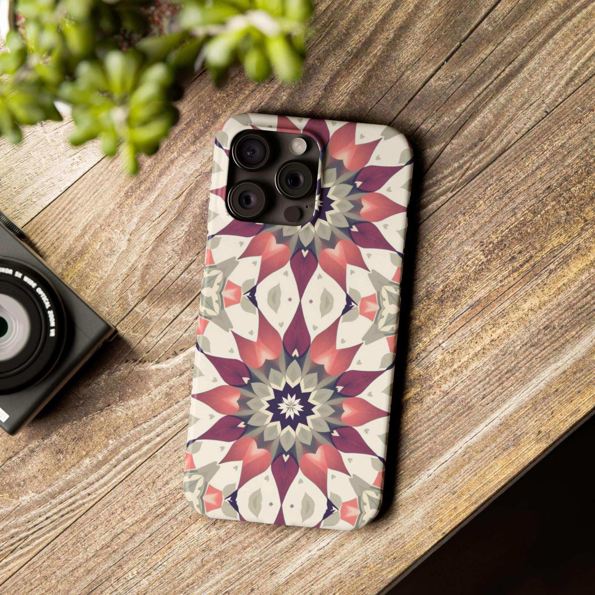 Burgundy Mandala Phone Case for iPhone 11-17 - KARARMDESIGN