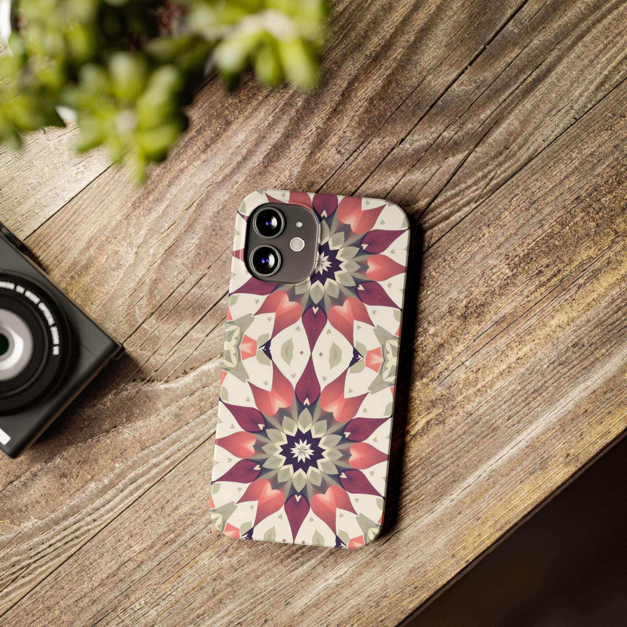 Burgundy Mandala Phone Case for iPhone 11-17 - KARARMDESIGN