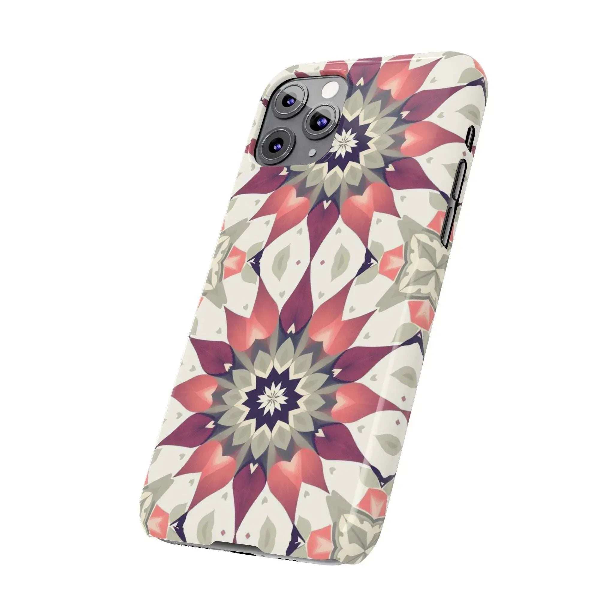 Burgundy Mandala Phone Case for iPhone 11-17 - KARARMDESIGN