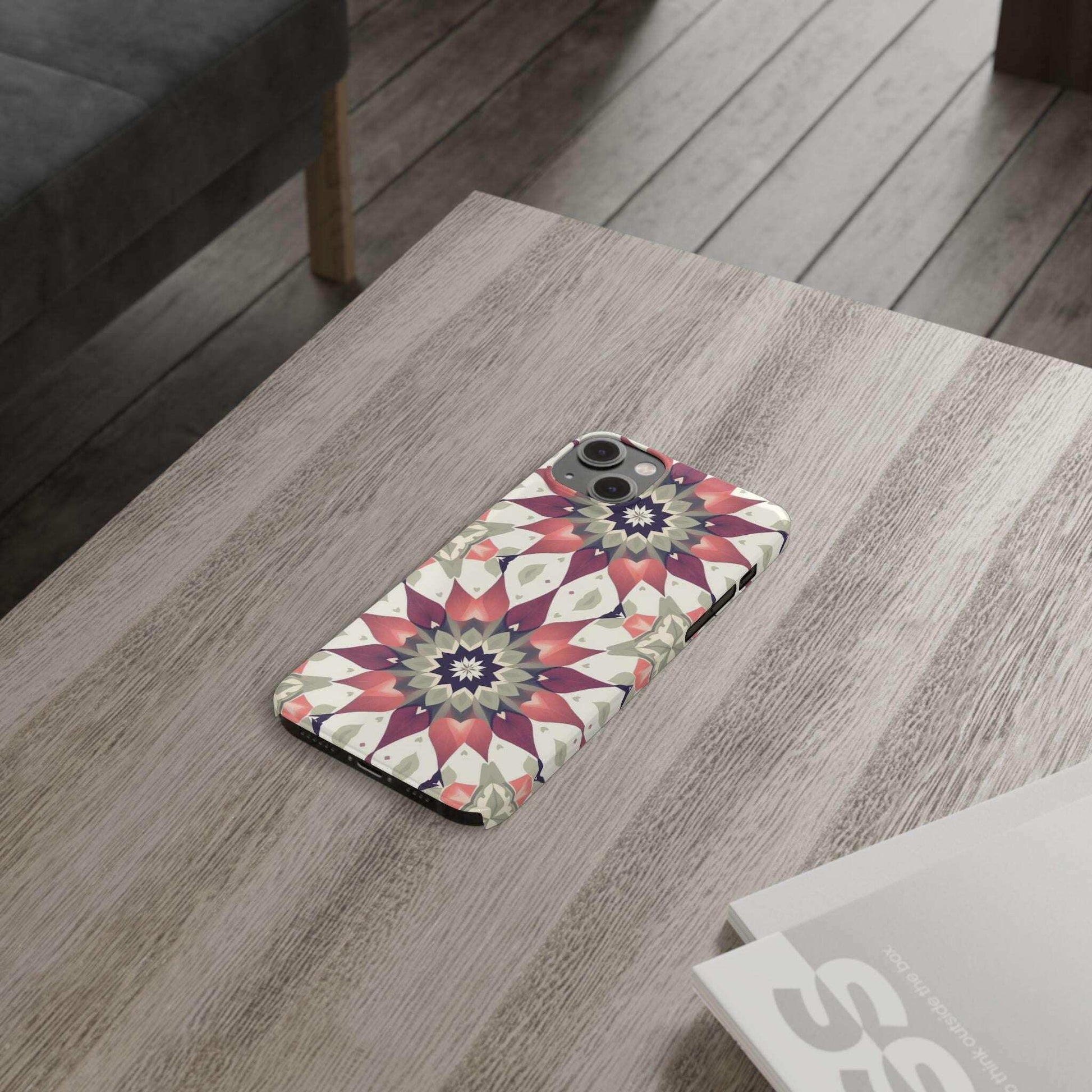 Burgundy Mandala Phone Case for iPhone 11-17 - KARARMDESIGN