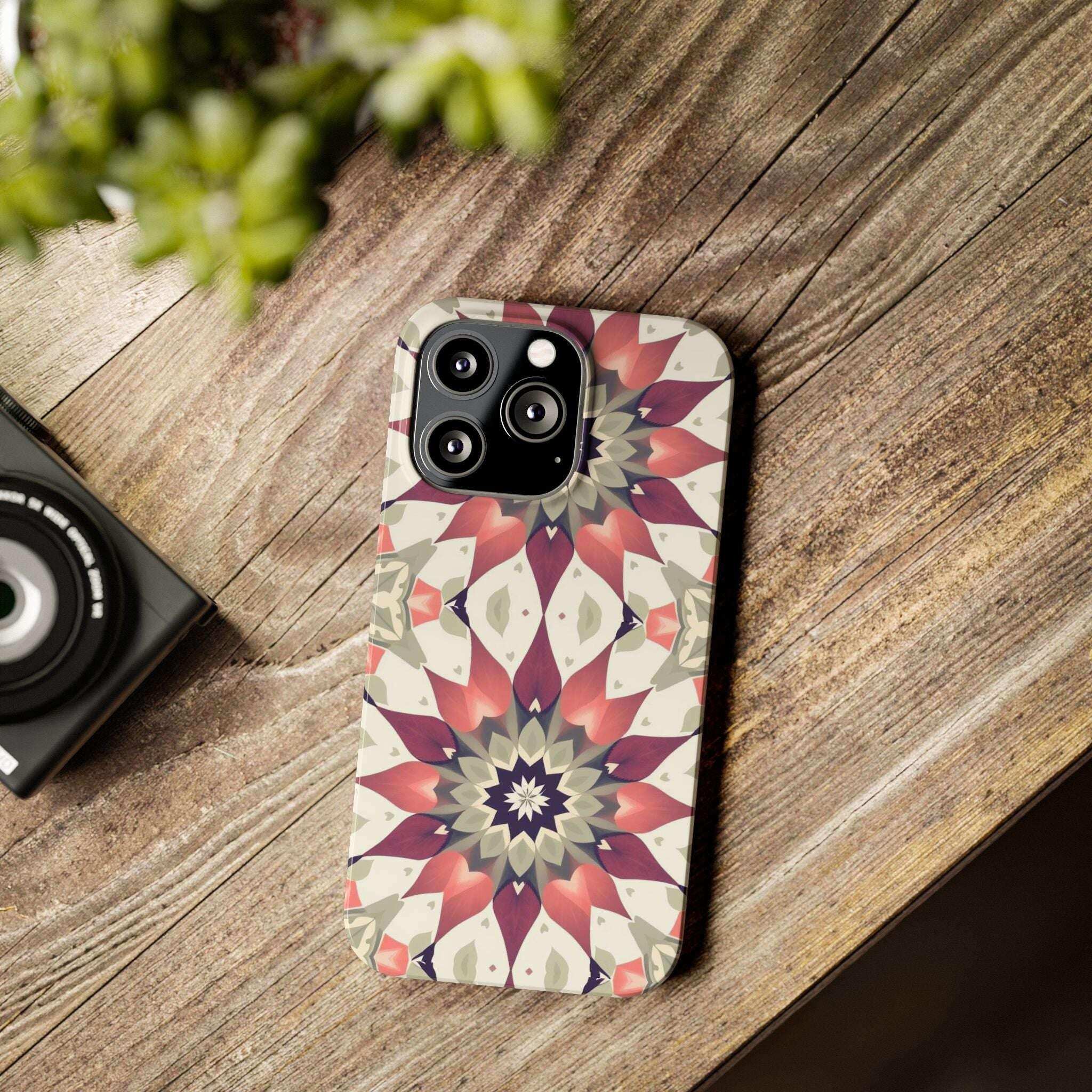 Burgundy Mandala Phone Case for iPhone 11-17 - KARARMDESIGN