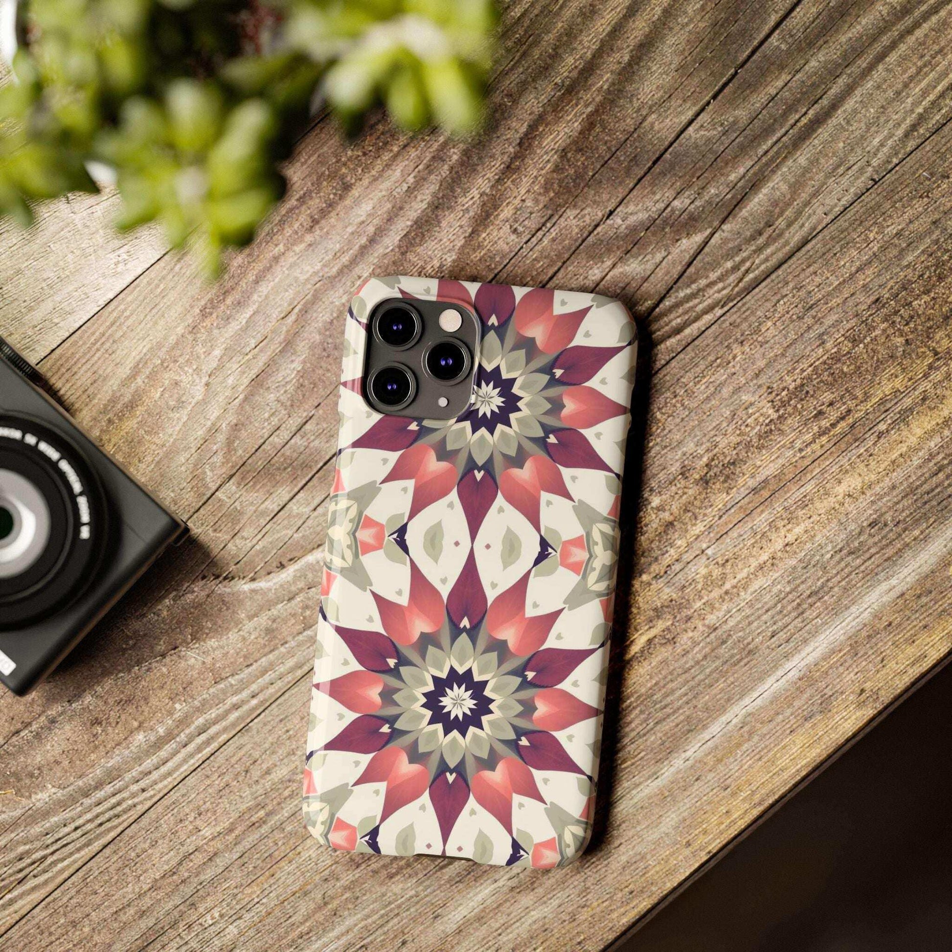 Burgundy Mandala Phone Case for iPhone 11-17 - KARARMDESIGN