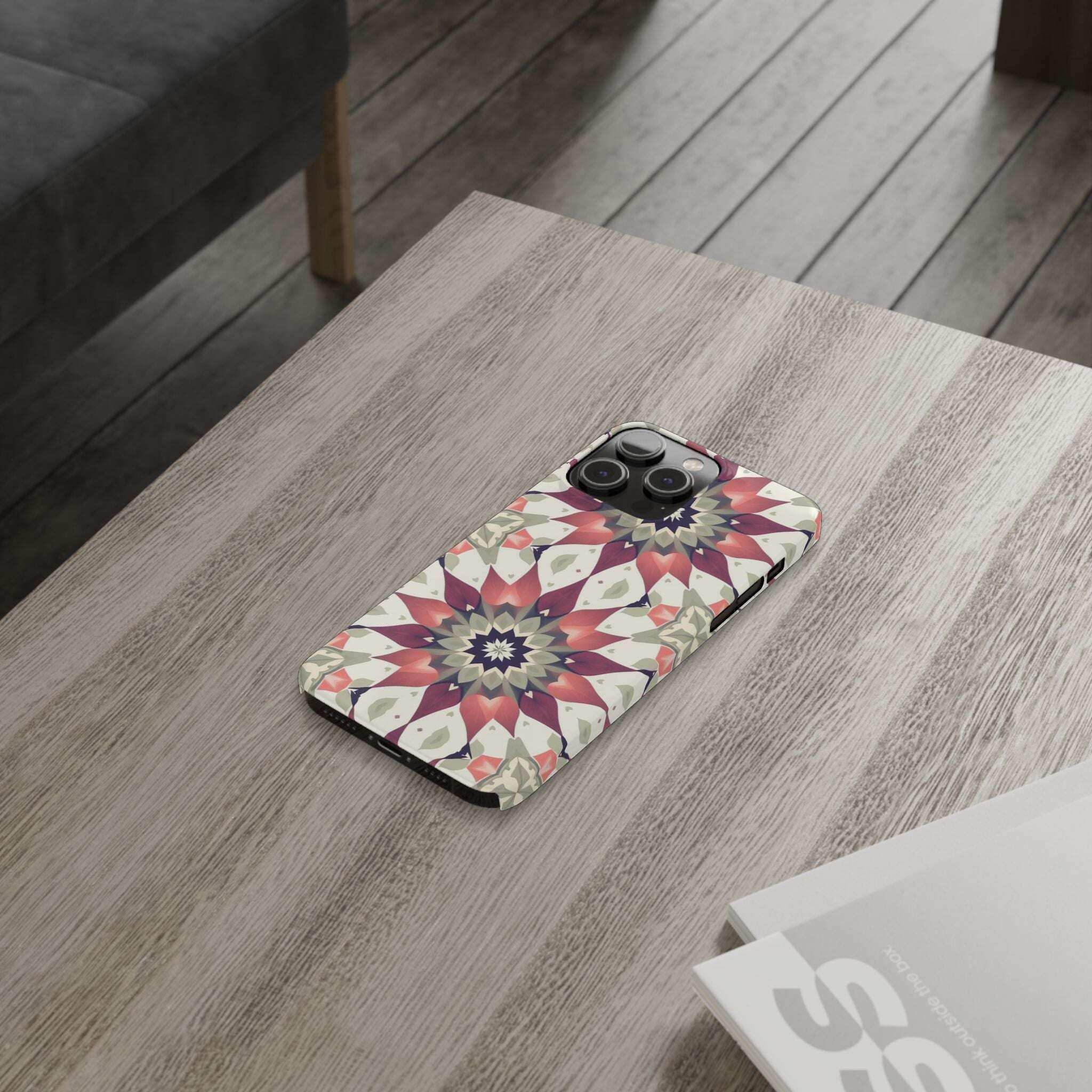 Burgundy Mandala Phone Case for iPhone 11-17 - KARARMDESIGN