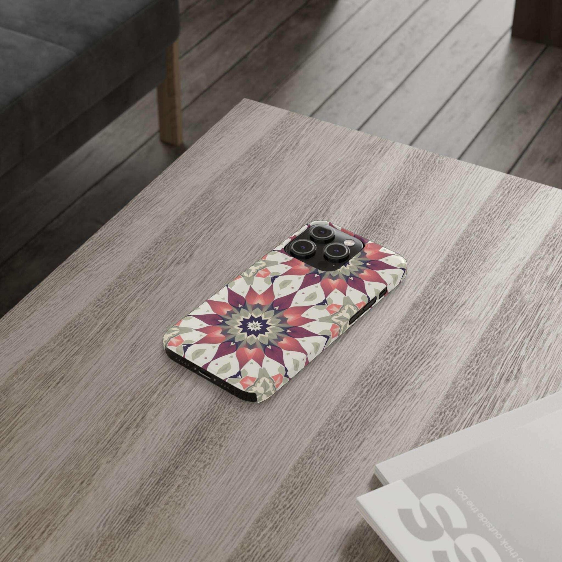 Burgundy Mandala Phone Case for iPhone 11-17 - KARARMDESIGN