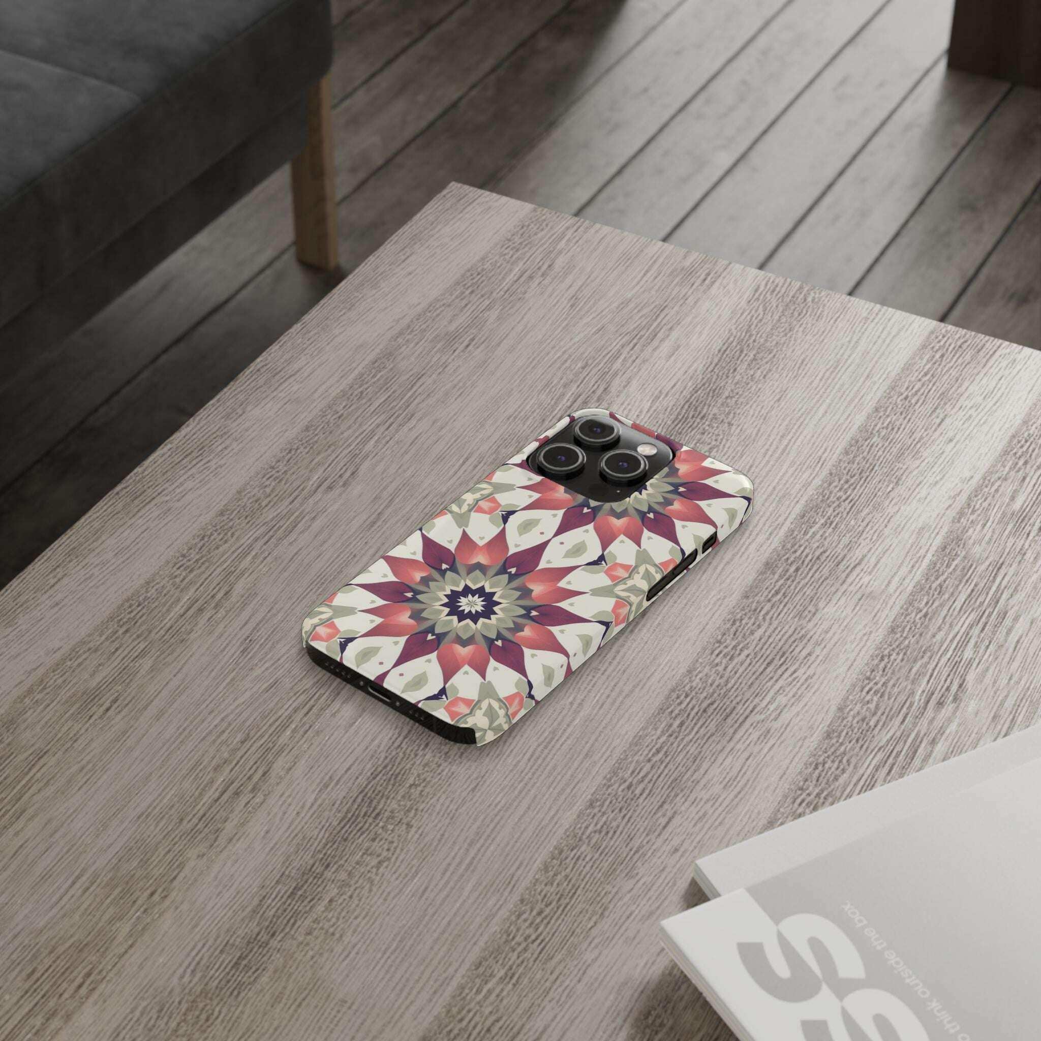 Burgundy Mandala Phone Case for iPhone 11-17 - KARARMDESIGN