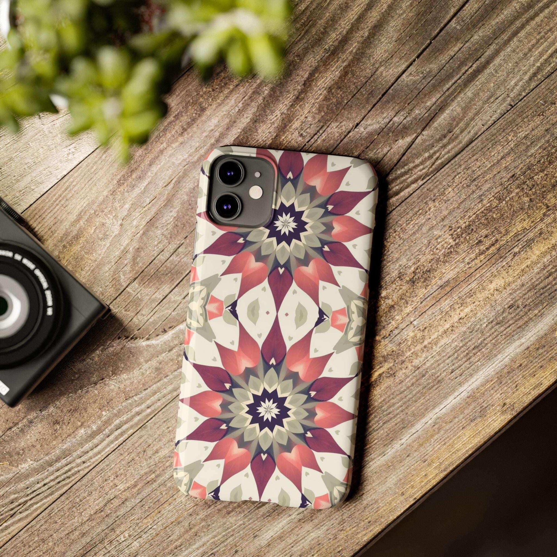 Burgundy Mandala Phone Case for iPhone 11-17 - KARARMDESIGN