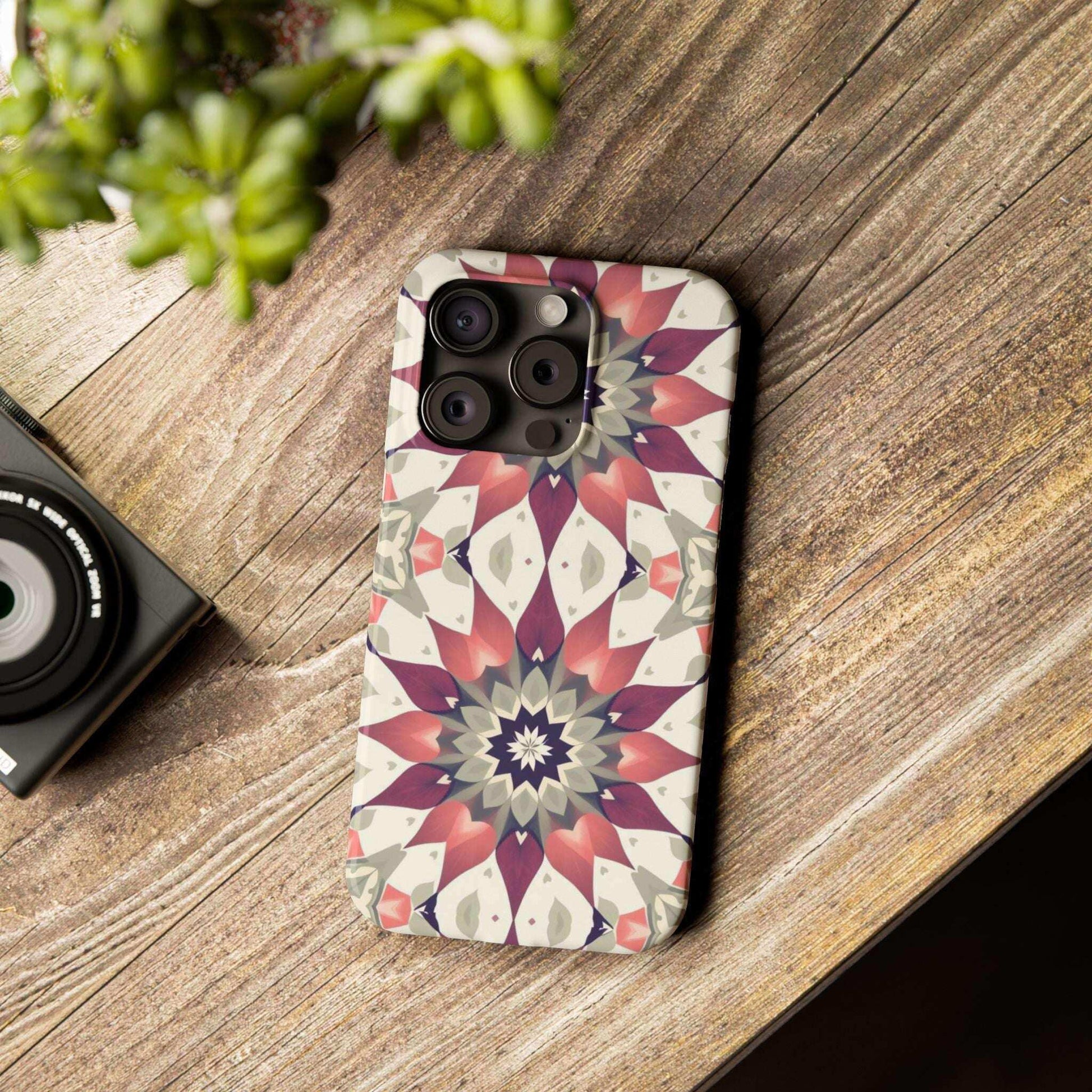 Burgundy Mandala Phone Case for iPhone 11-17 - KARARMDESIGN