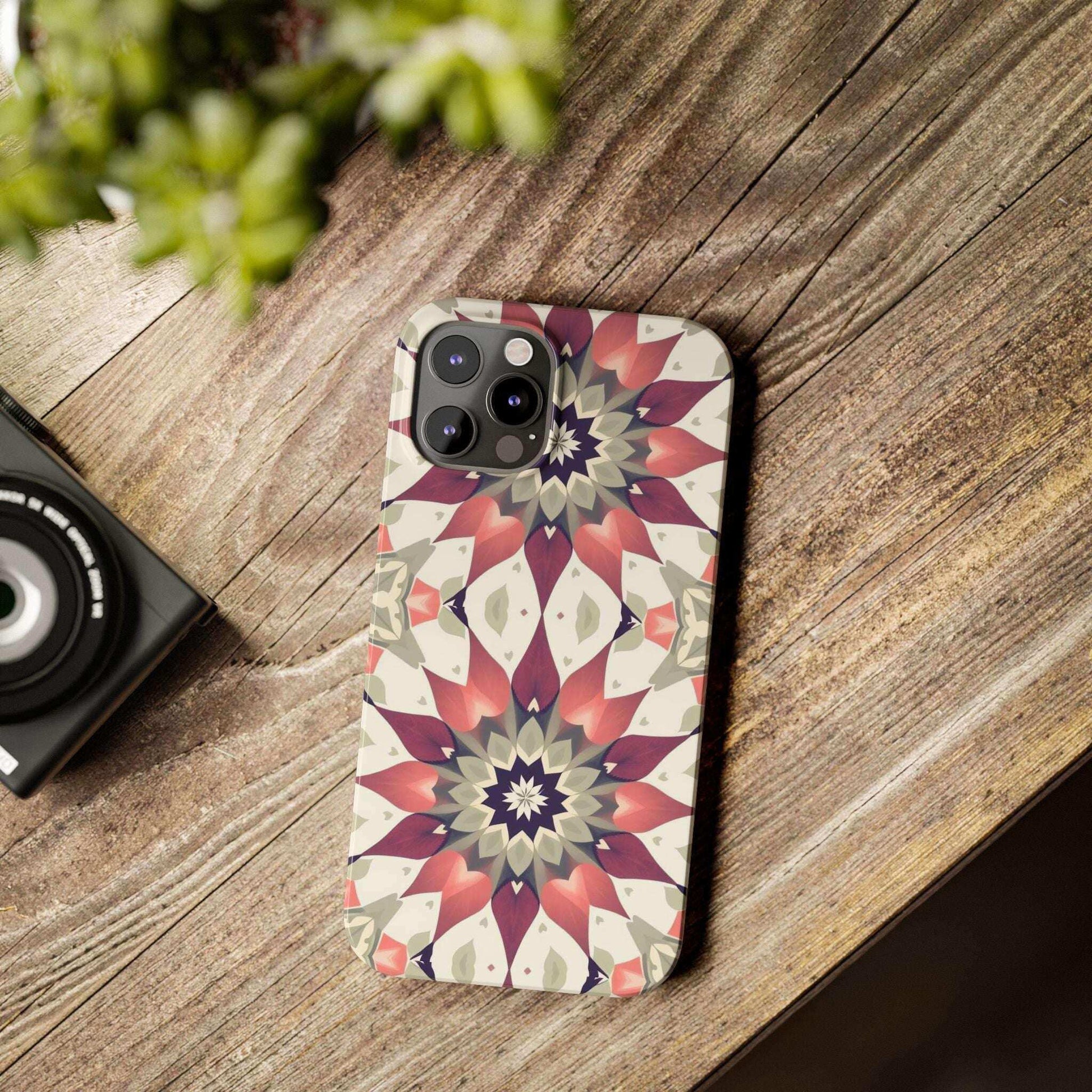 Burgundy Mandala Phone Case for iPhone 11-17 - KARARMDESIGN
