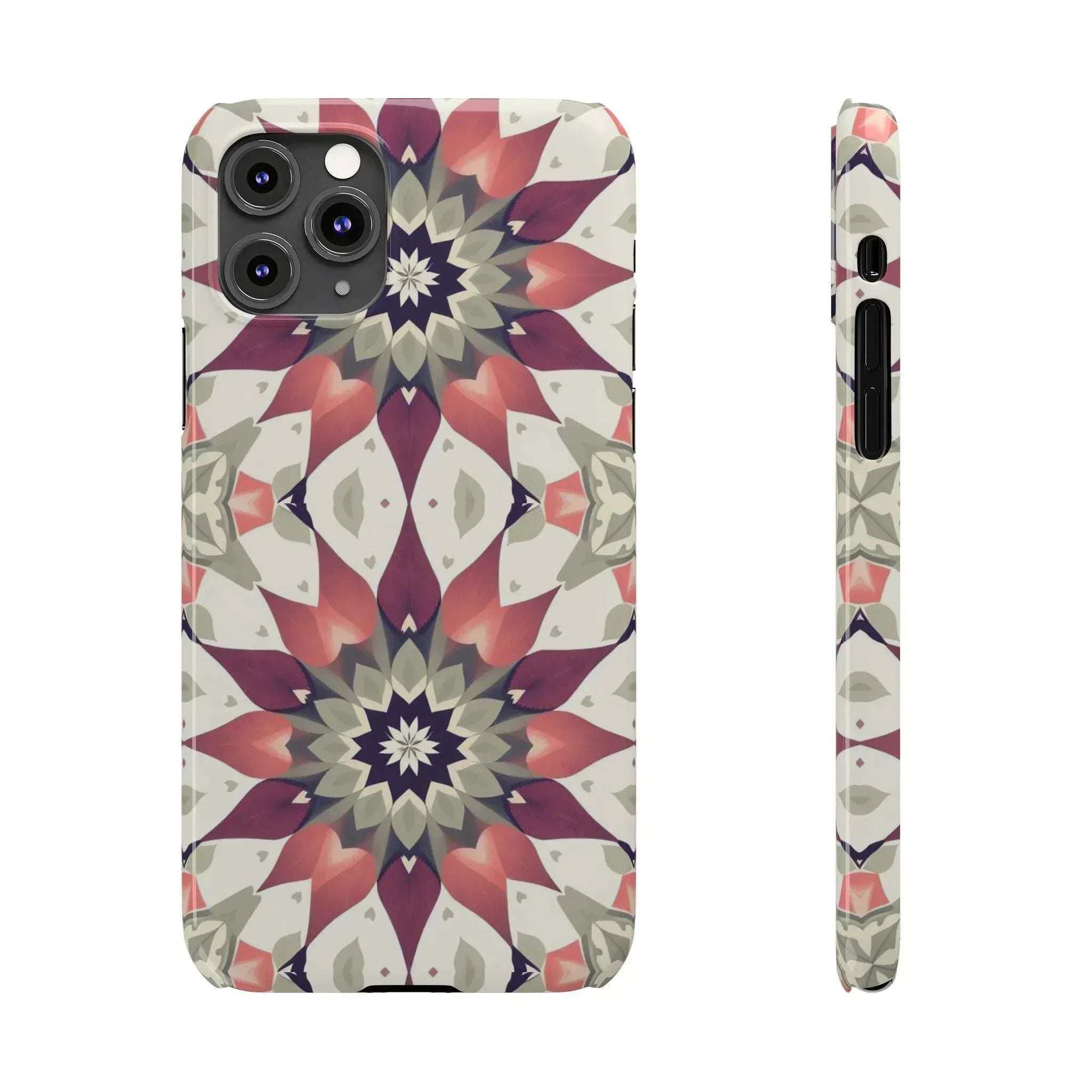 Burgundy Mandala Phone Case for iPhone 11-17 - KARARMDESIGN