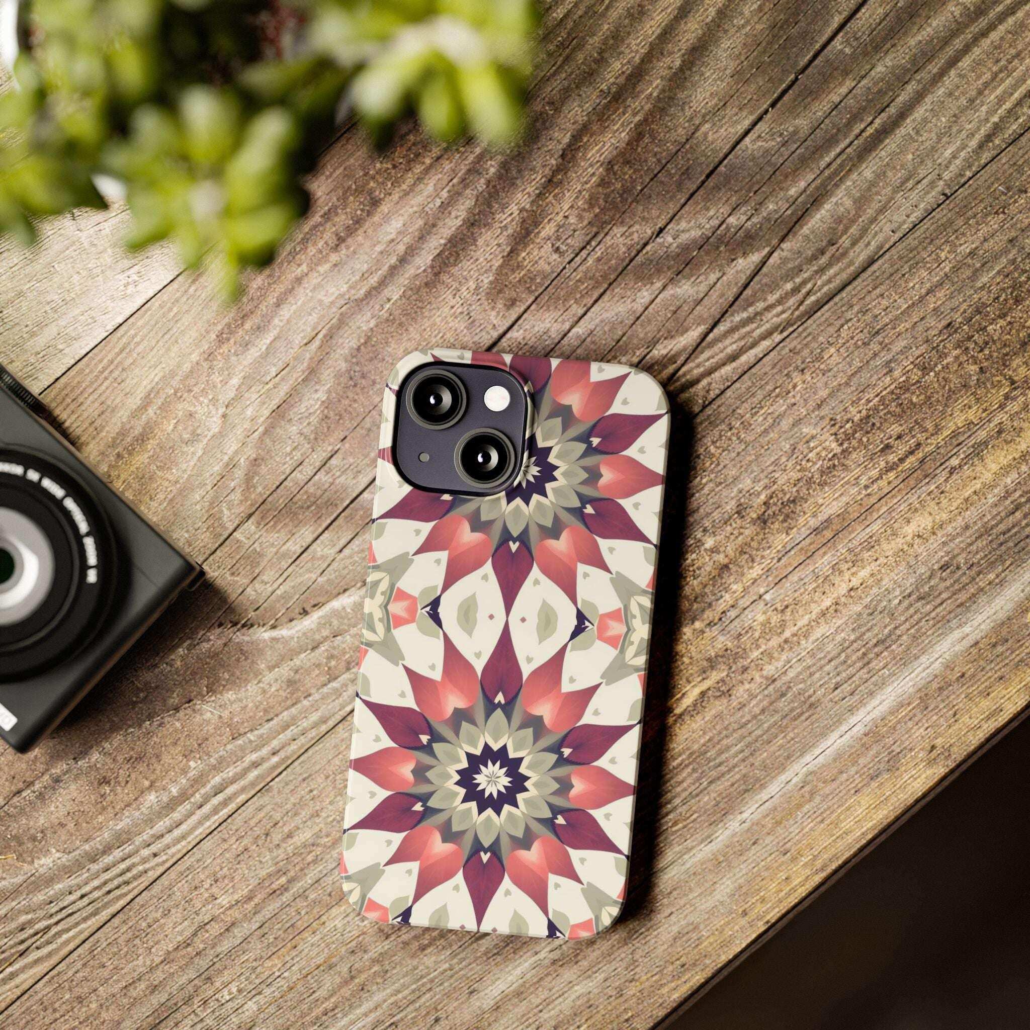 Burgundy Mandala Phone Case for iPhone 11-17 - KARARMDESIGN