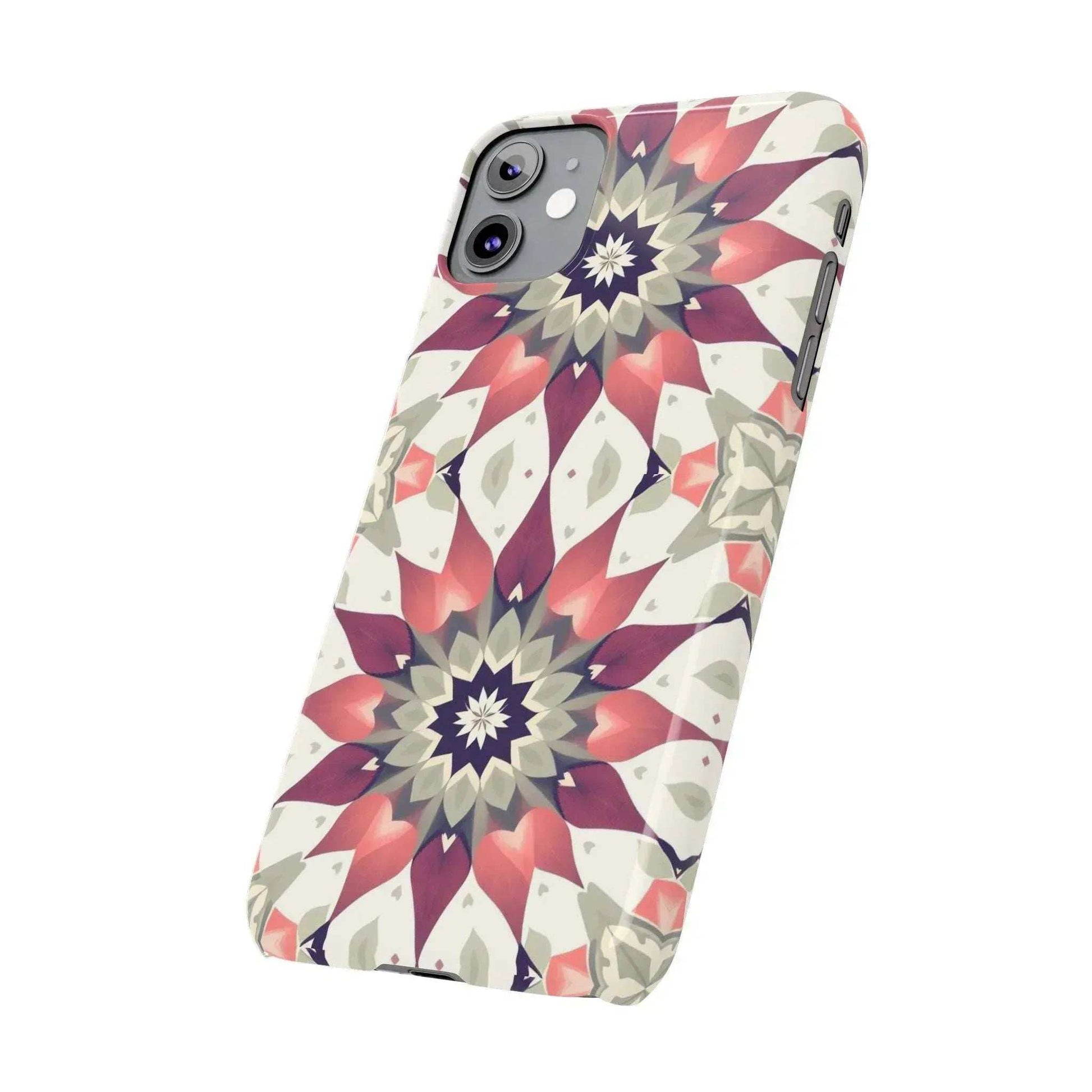 Burgundy Mandala Phone Case for iPhone 11-17 - KARARMDESIGN