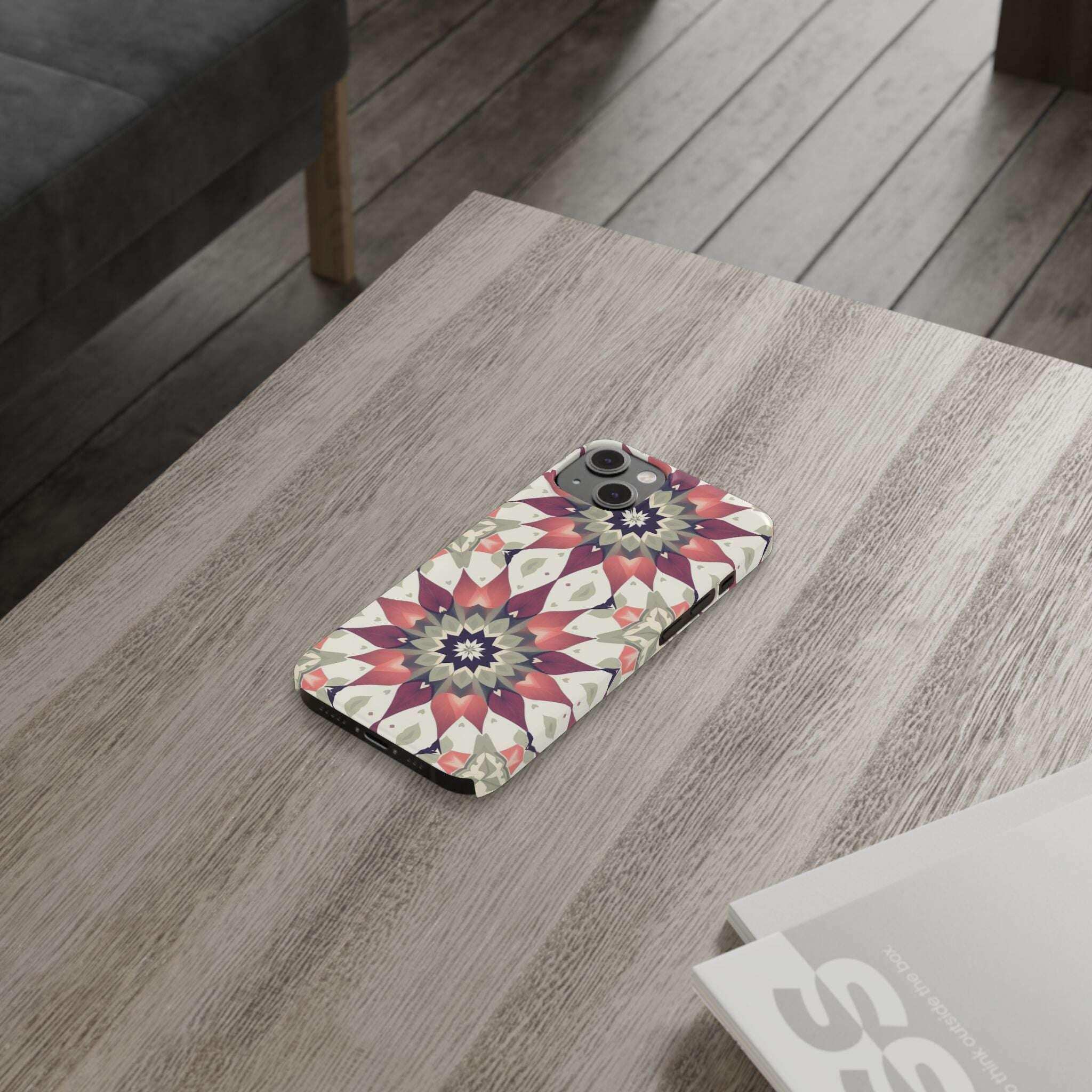 Burgundy Mandala Phone Case for iPhone 11-17 - KARARMDESIGN