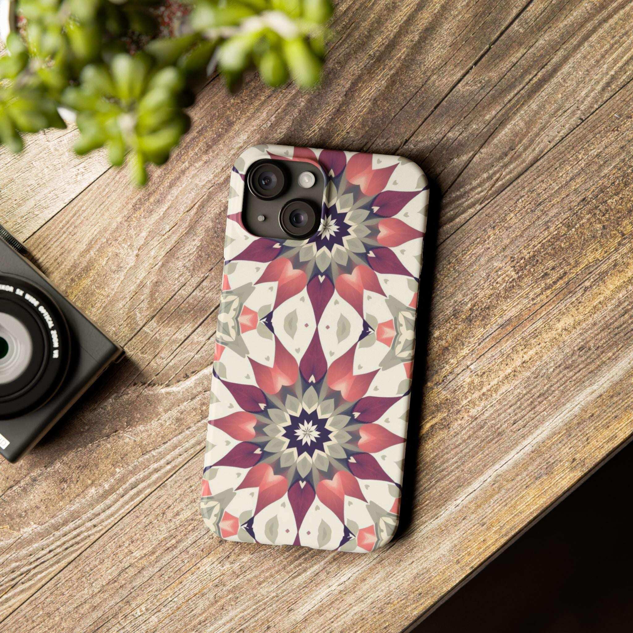 Burgundy Mandala Phone Case for iPhone 11-17 - KARARMDESIGN