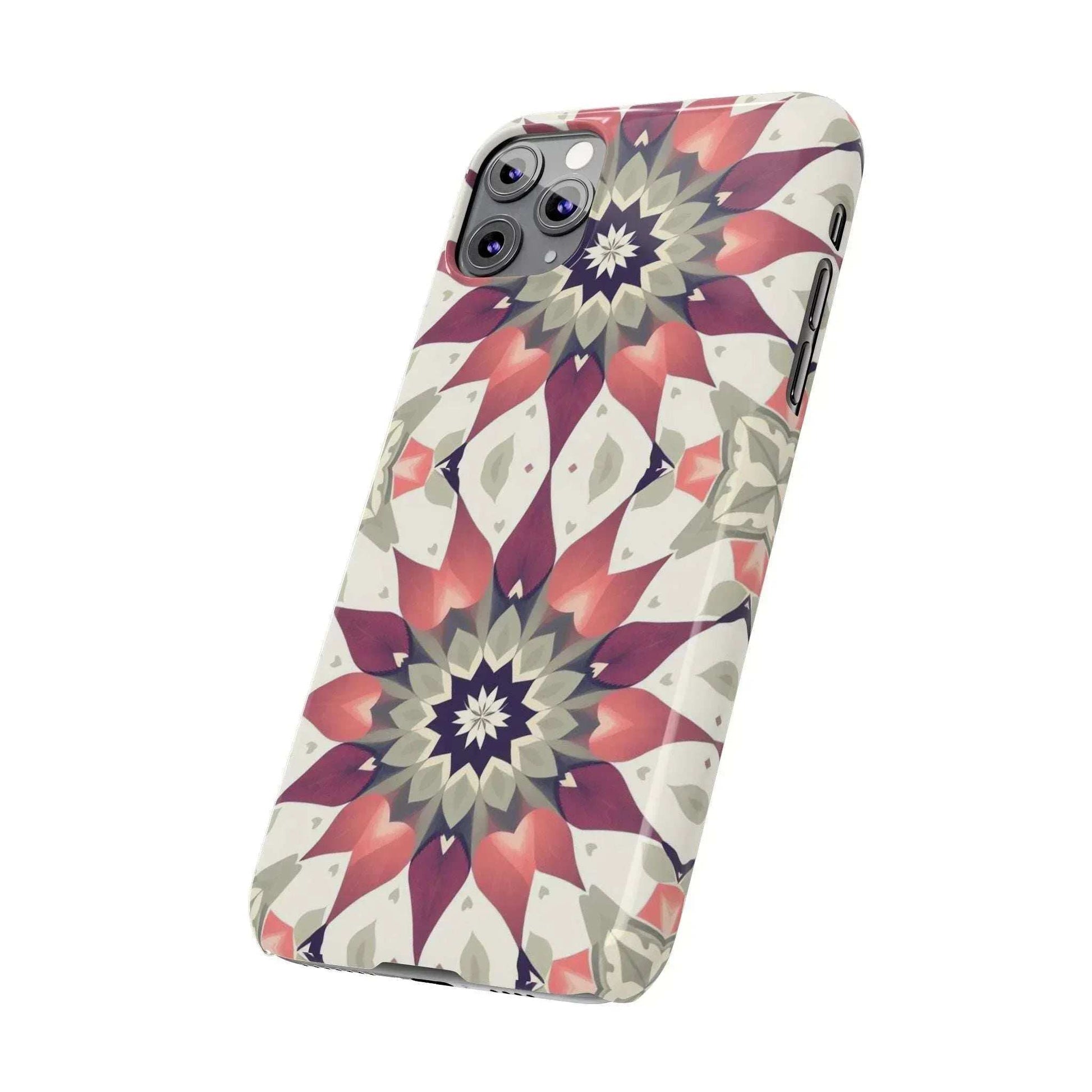 Burgundy Mandala Phone Case for iPhone 11-17 - KARARMDESIGN