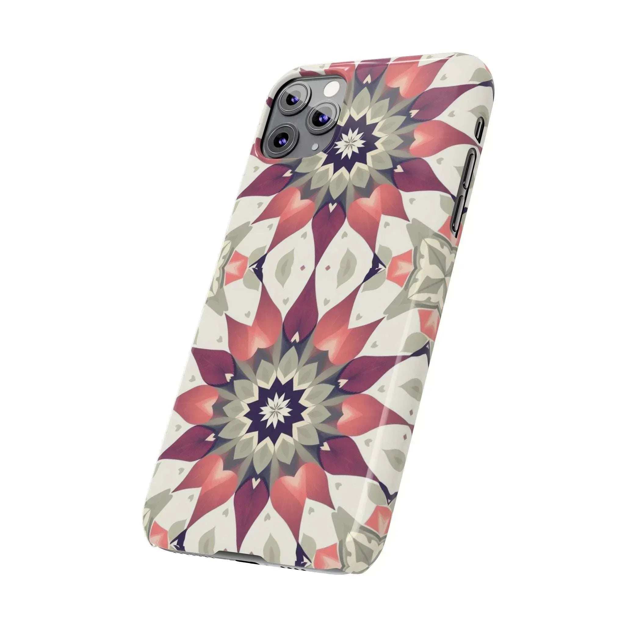 Burgundy Mandala Phone Case for iPhone 11-17 - KARARMDESIGN
