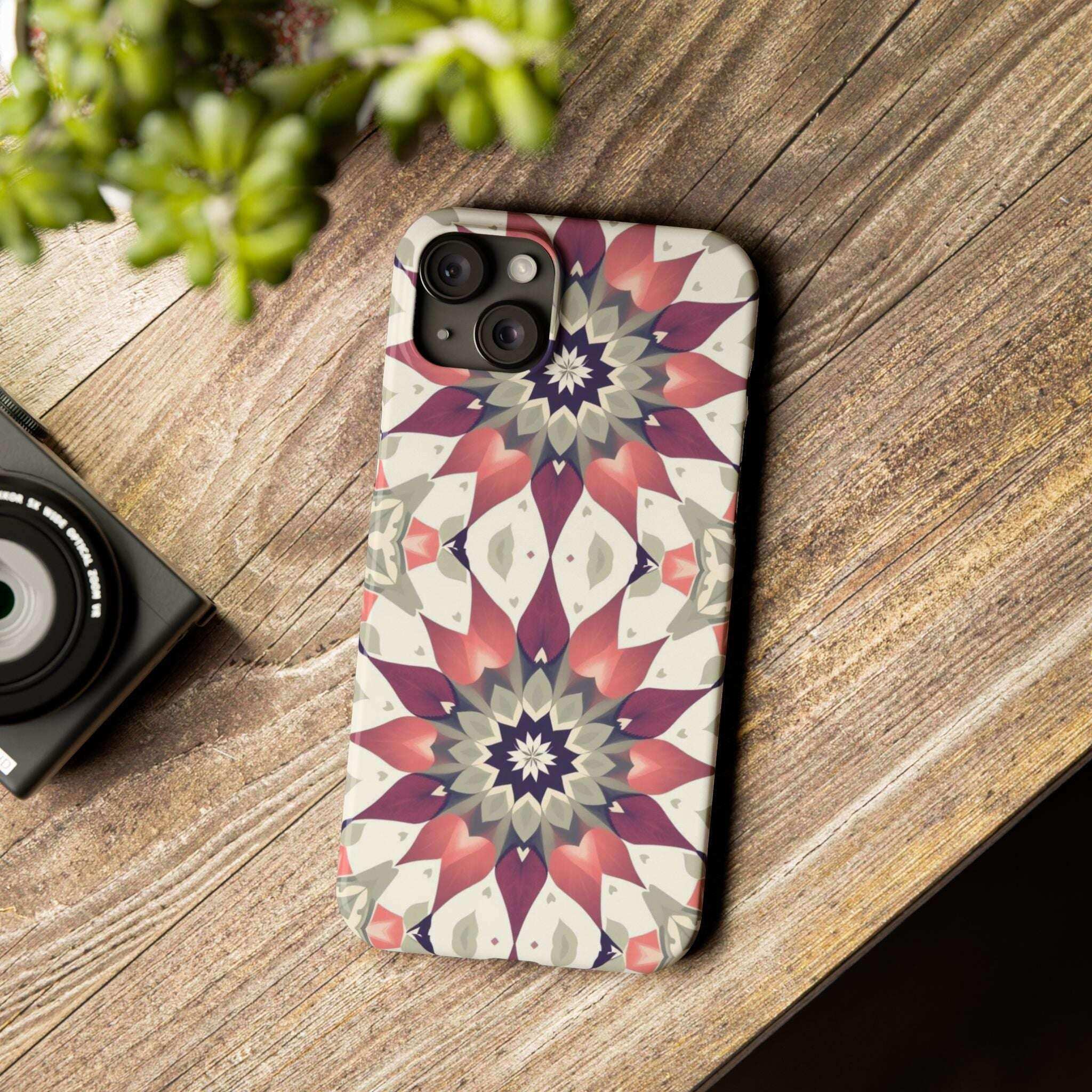 Burgundy Mandala Phone Case for iPhone 11-17 - KARARMDESIGN