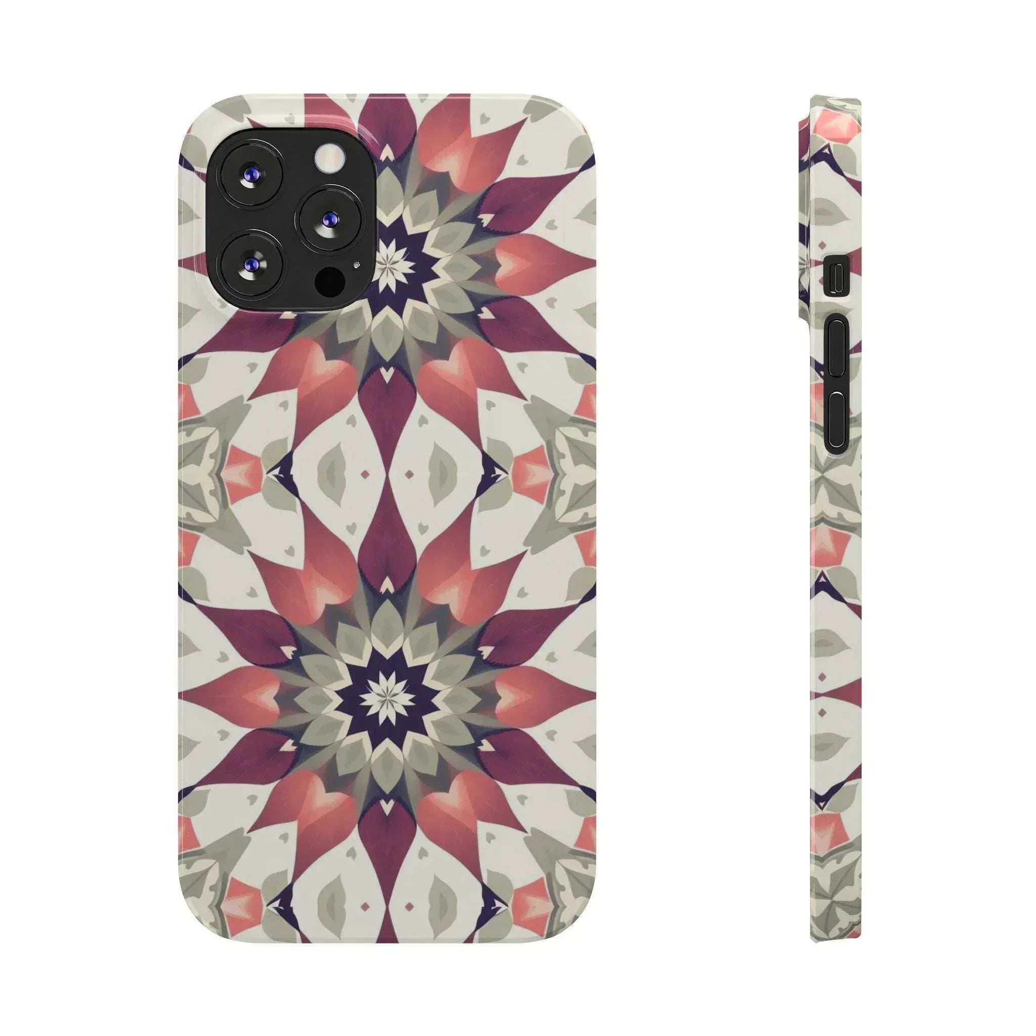 Burgundy Mandala Phone Case for iPhone 11-17 - KARARMDESIGN