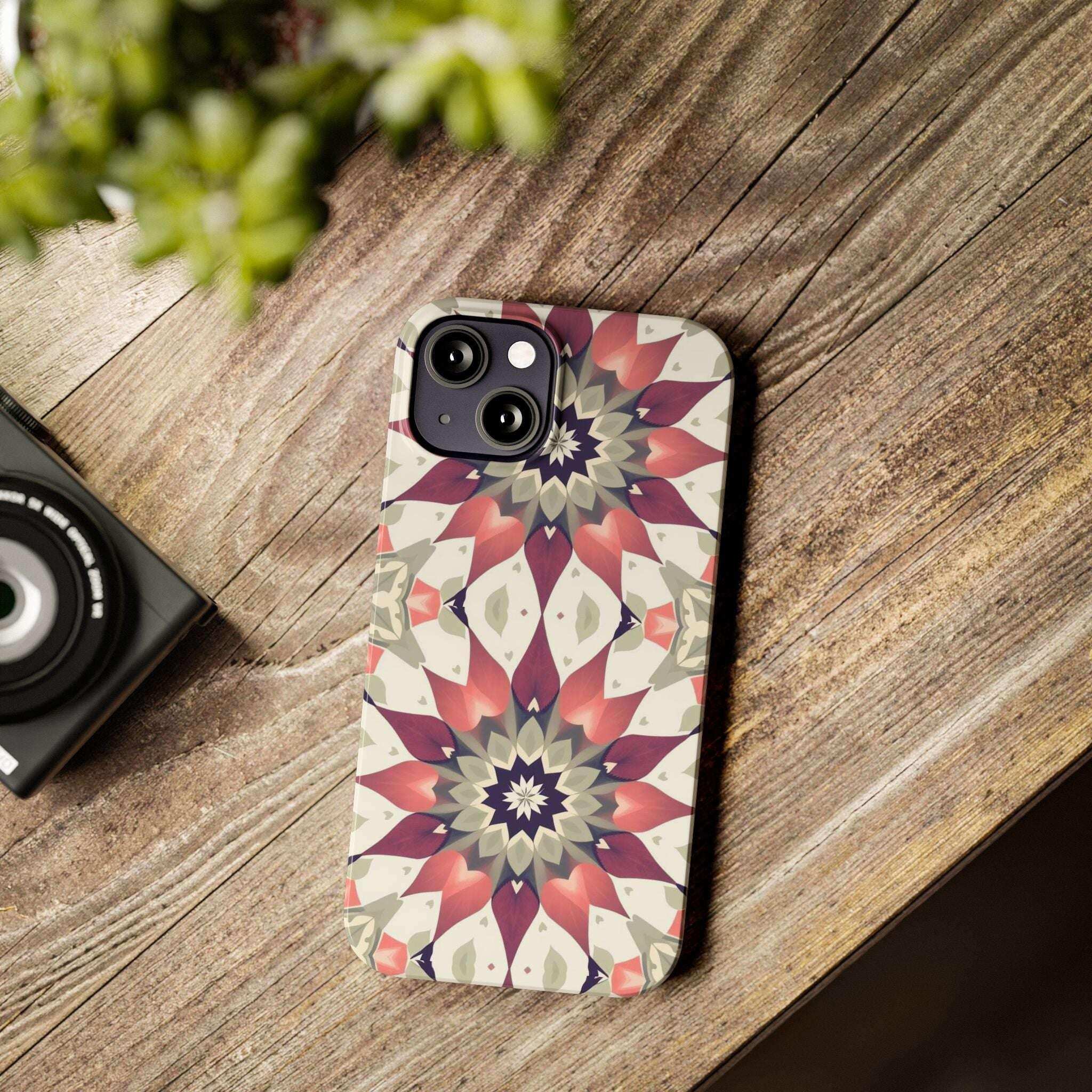 Burgundy Mandala Phone Case for iPhone 11-17 - KARARMDESIGN
