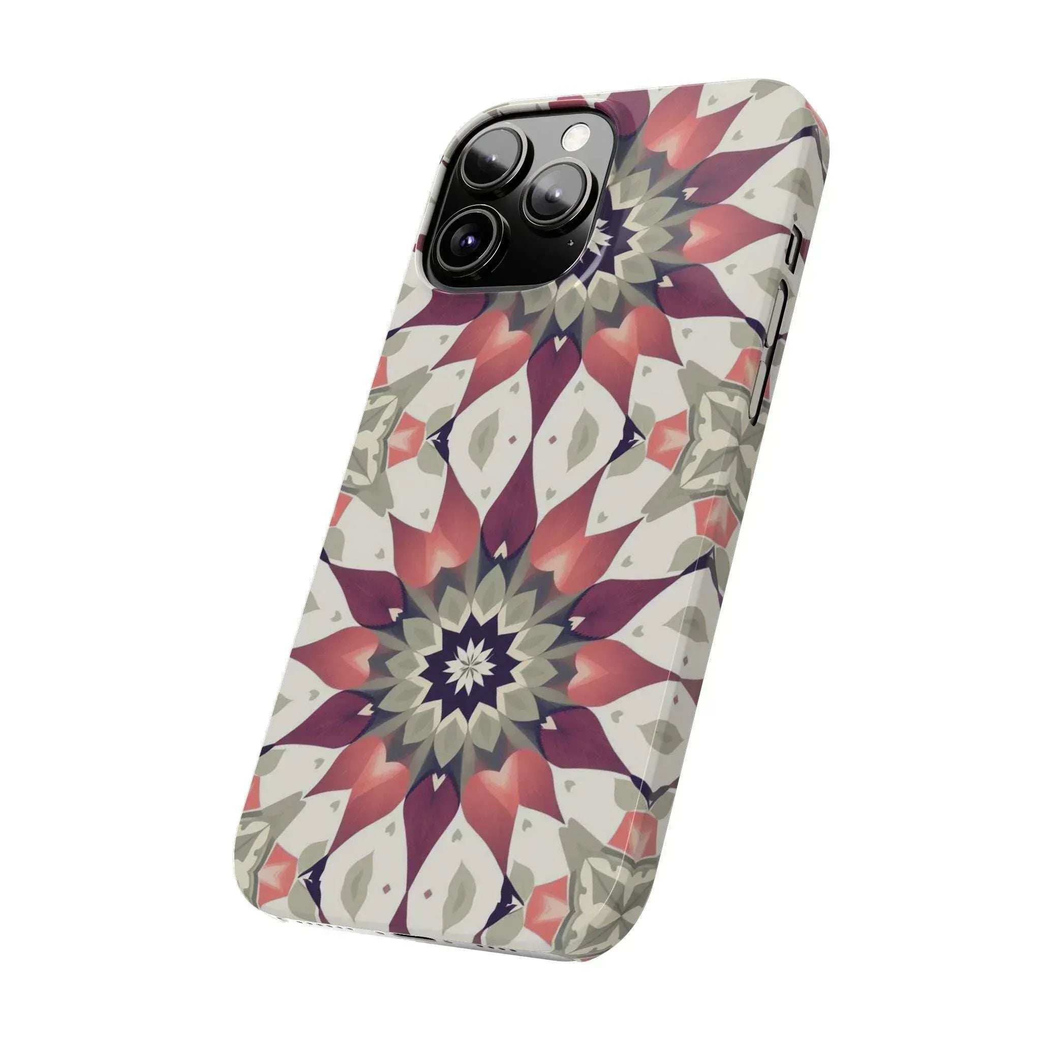 Burgundy Mandala Phone Case for iPhone 11-17 - KARARMDESIGN