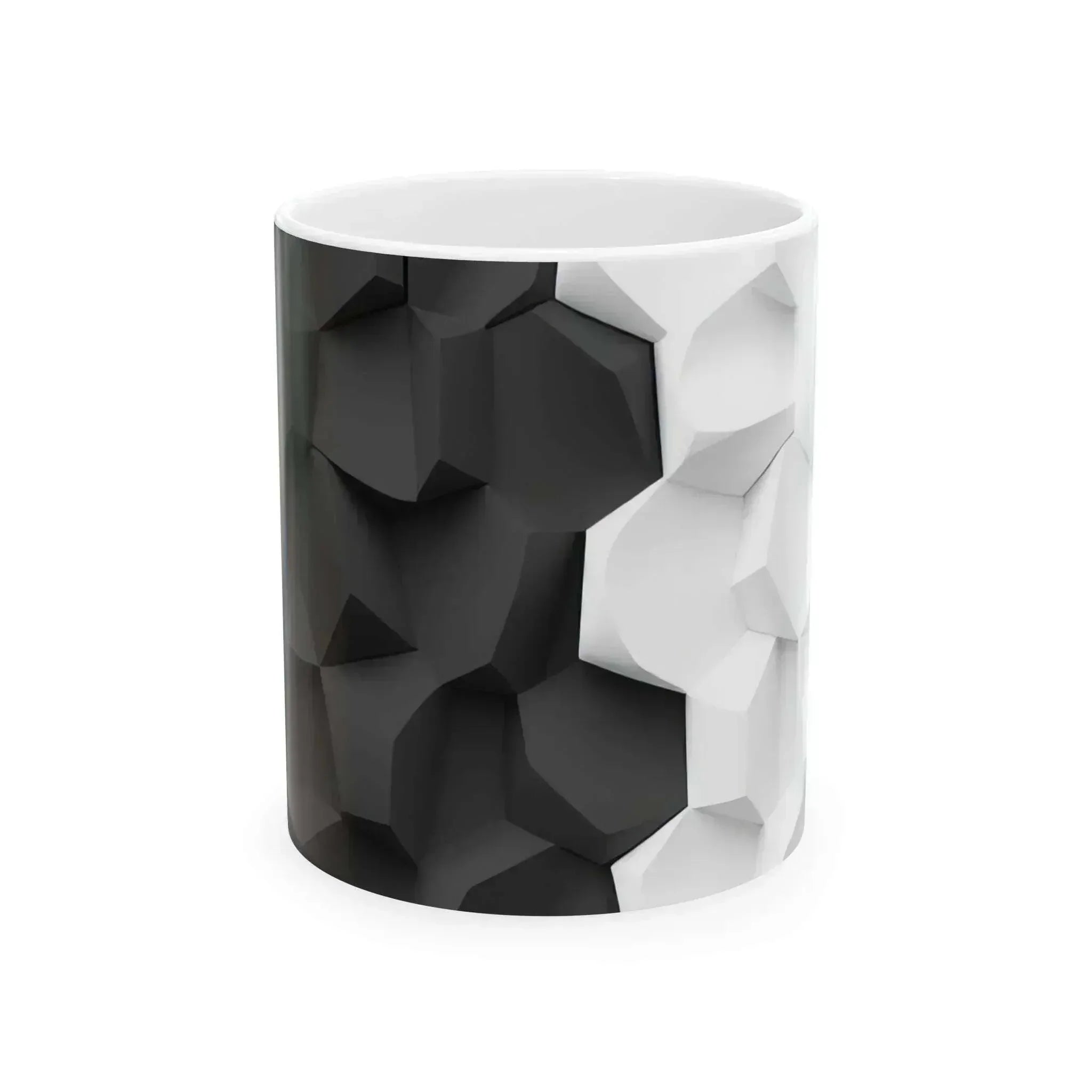 Modern Edge Mug - Black & White Geometric Mug - 11oz - KARARMDESIGN